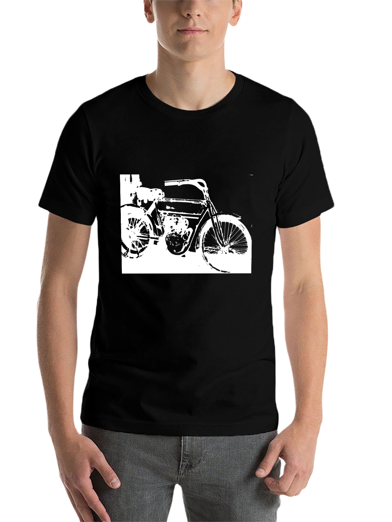 Black Vintage Motorcycle Graphic Black T-Shirt view 7