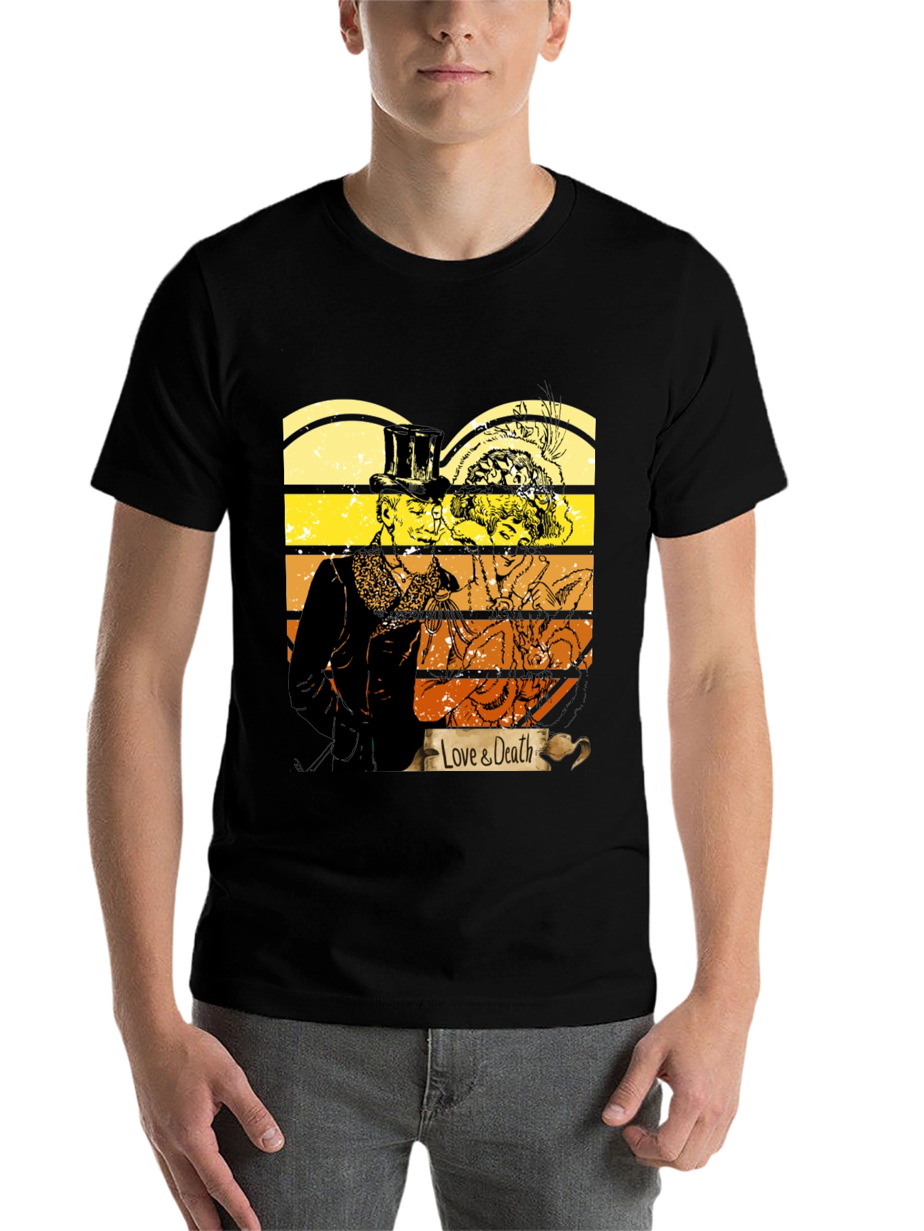 Black Love & Death Graphic T-Shirt - Vintage Style Tee view 7