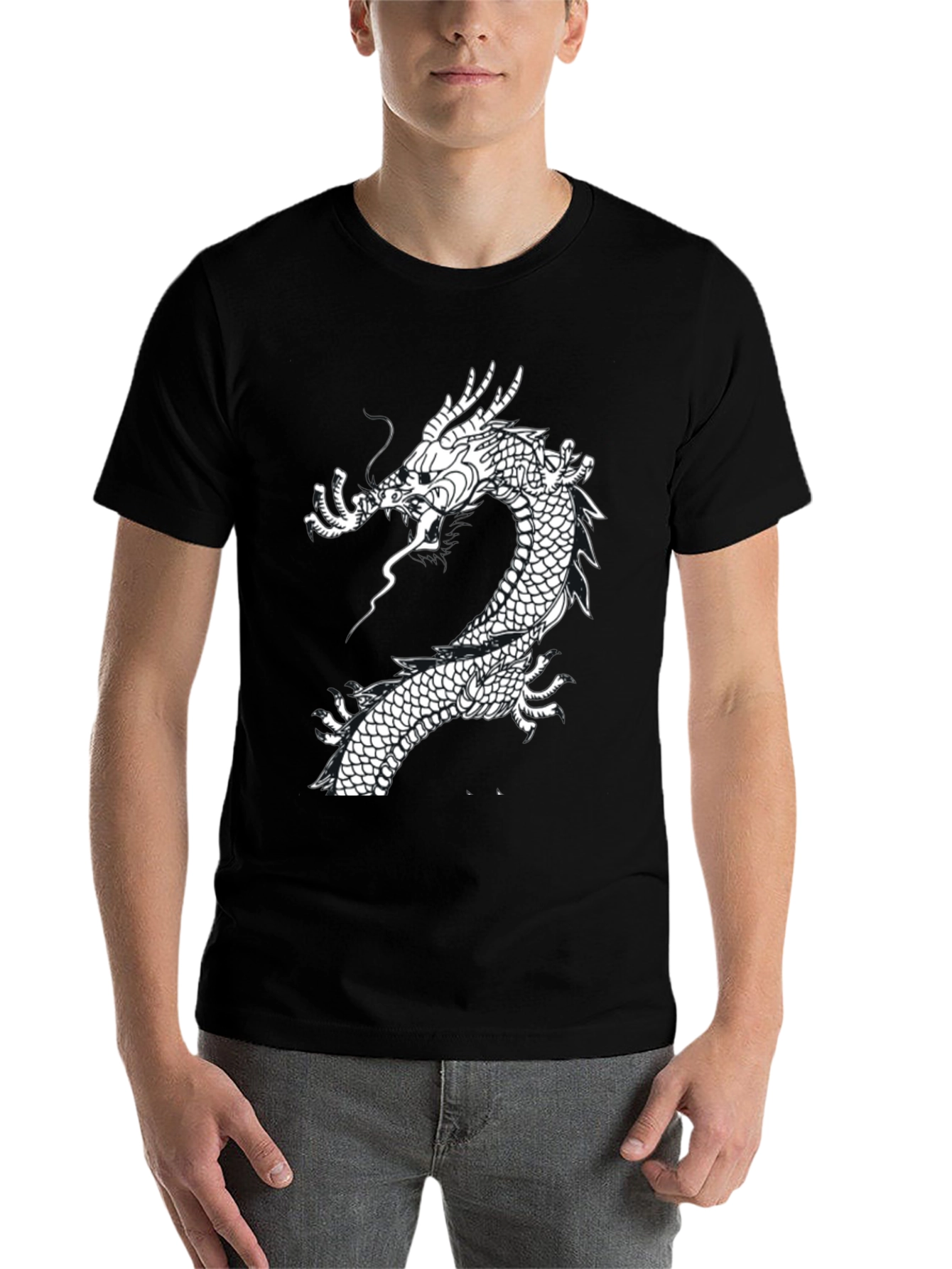 Black Dragon Graphic Tee - Black Cotton T-Shirt view 7