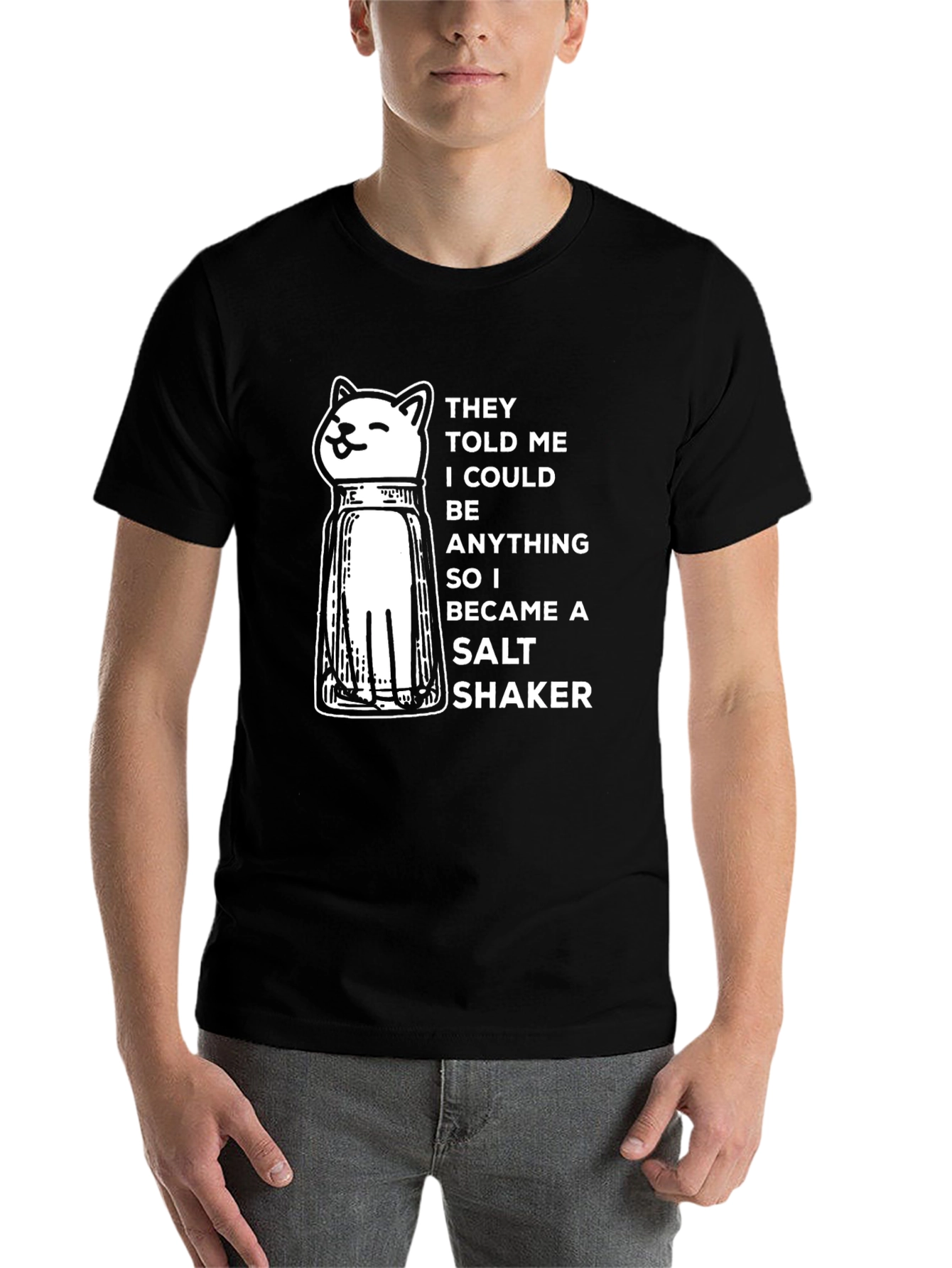 Black Cat Salt Shaker T-Shirt - Be Anything view 7