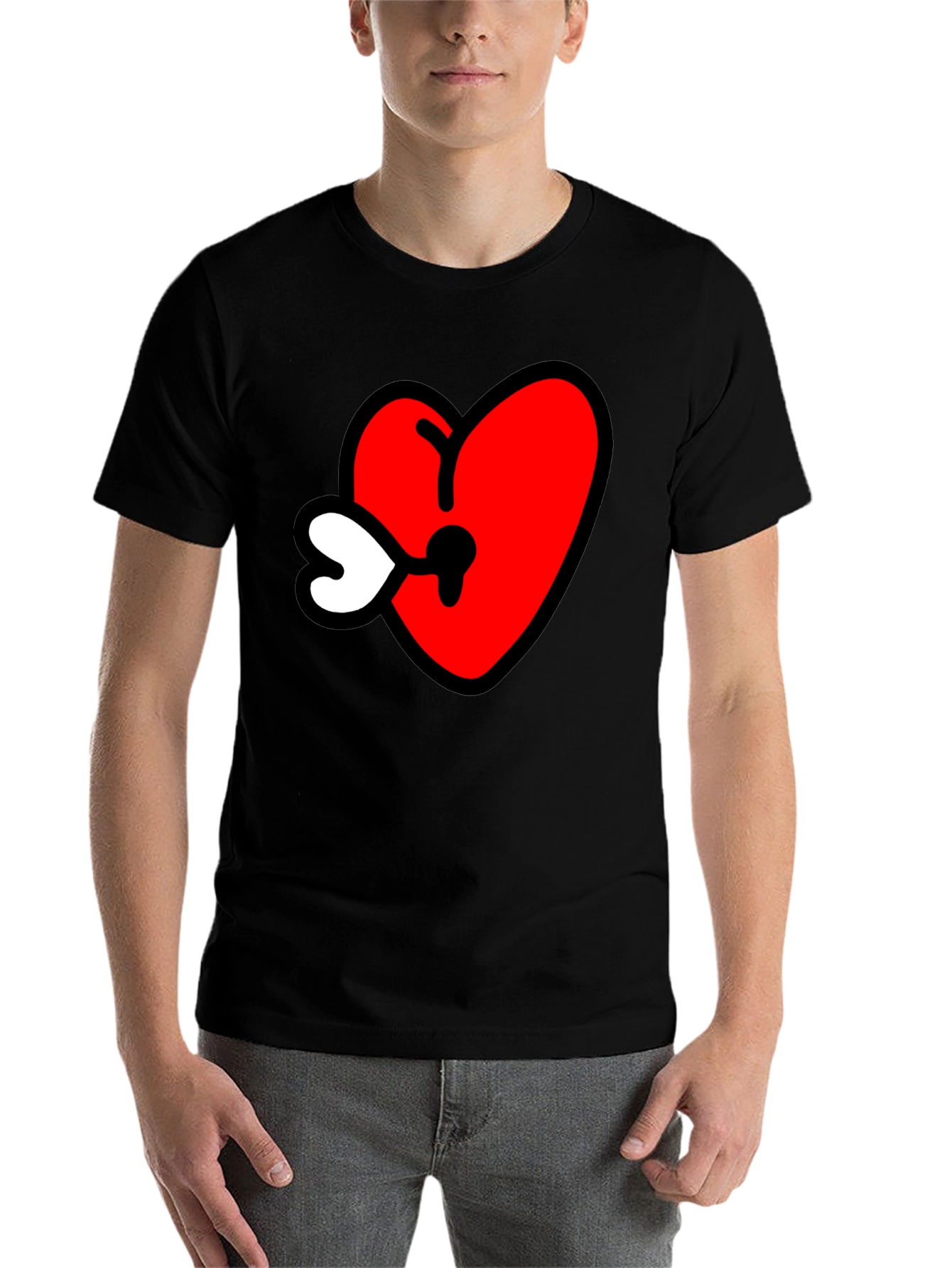 Black Heart Keyhole Graphic Tee - Black view 7