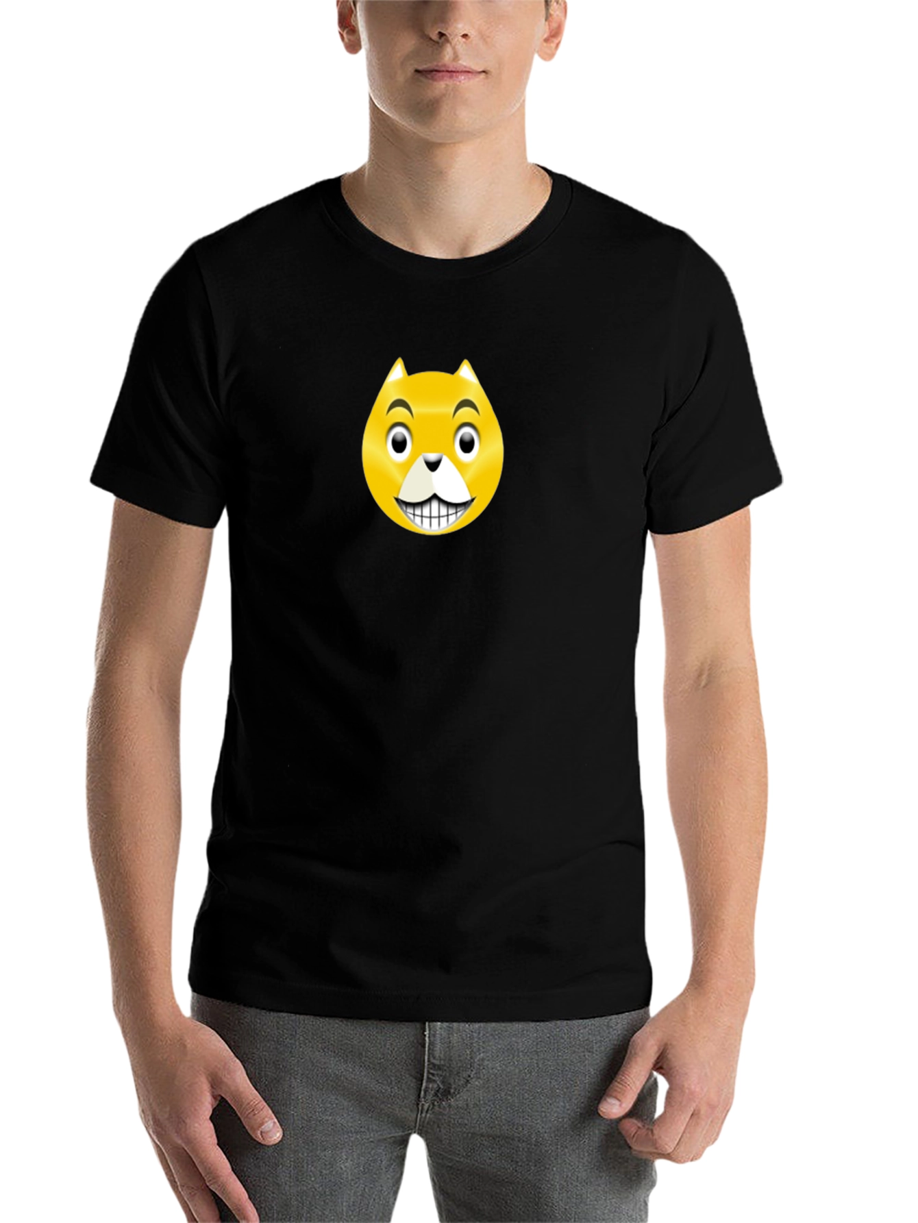Black Funny Cat Emoji T-Shirt view 7
