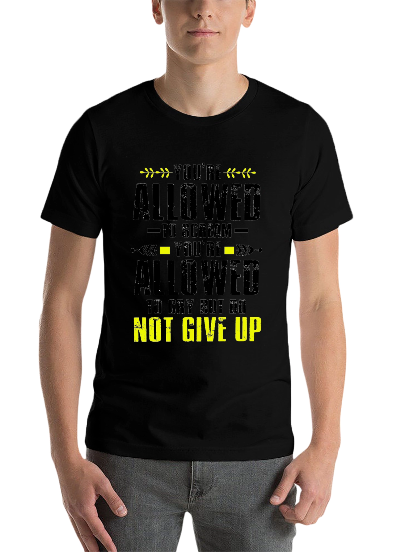 Black Motivational Graphic Tee - You're Allowed to Scream view 7