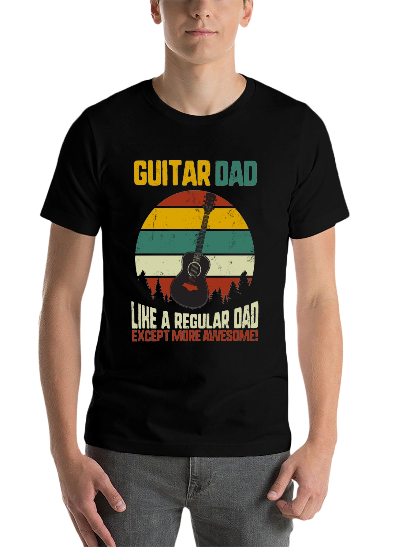 Black Guitar Dad Awesome T-Shirt view 7