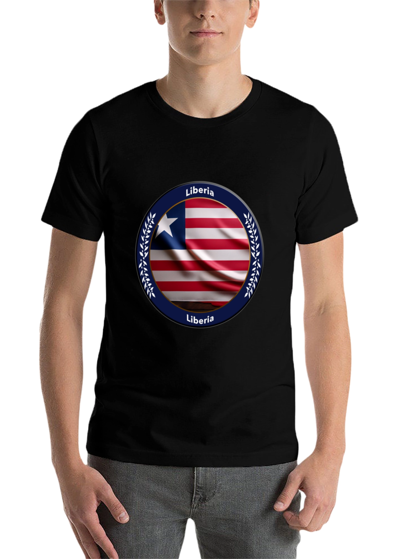 Black Liberia Flag T-Shirt view 7