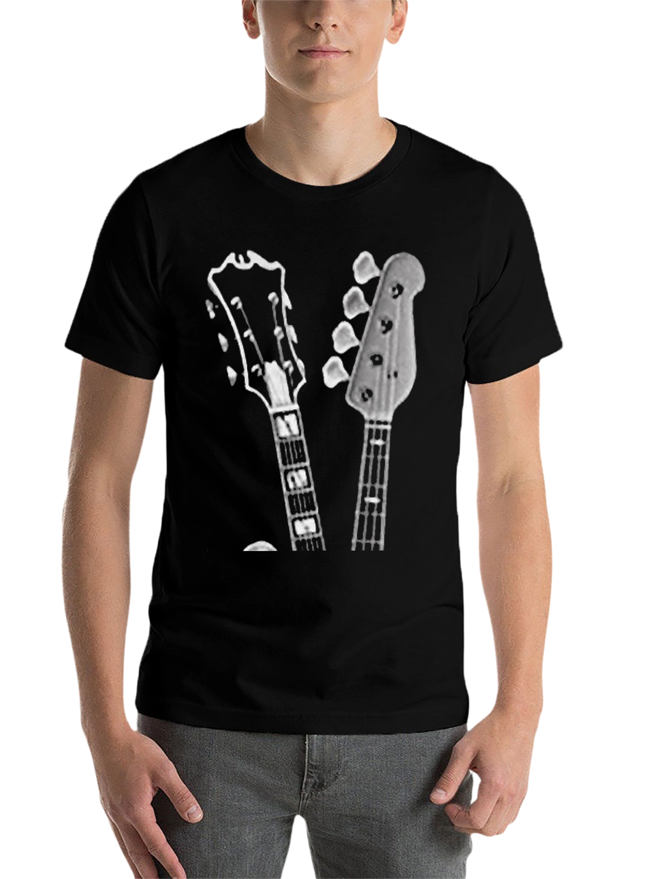 Black Guitar Head T-Shirt - Musical Style Tee view 7