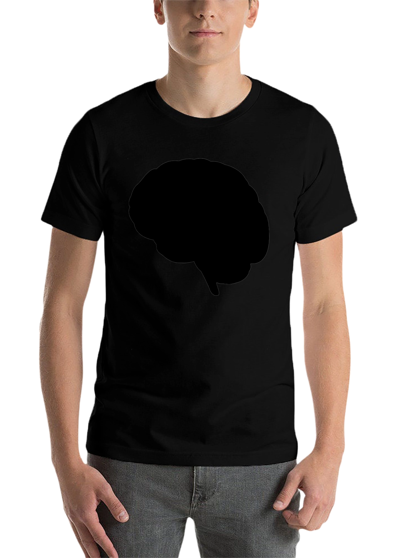 Black Brain Silhouette T-Shirt - Black Graphic Tee view 7