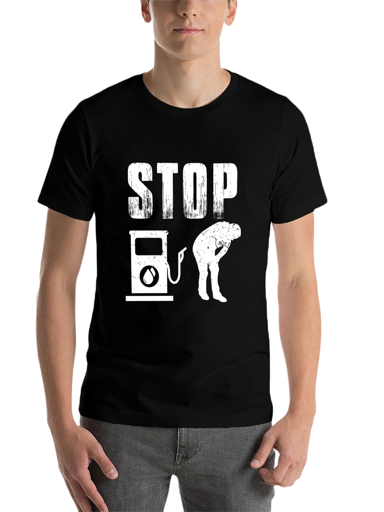 Black Stop Gas T-Shirt - Funny Graphic Tee for Men view 7
