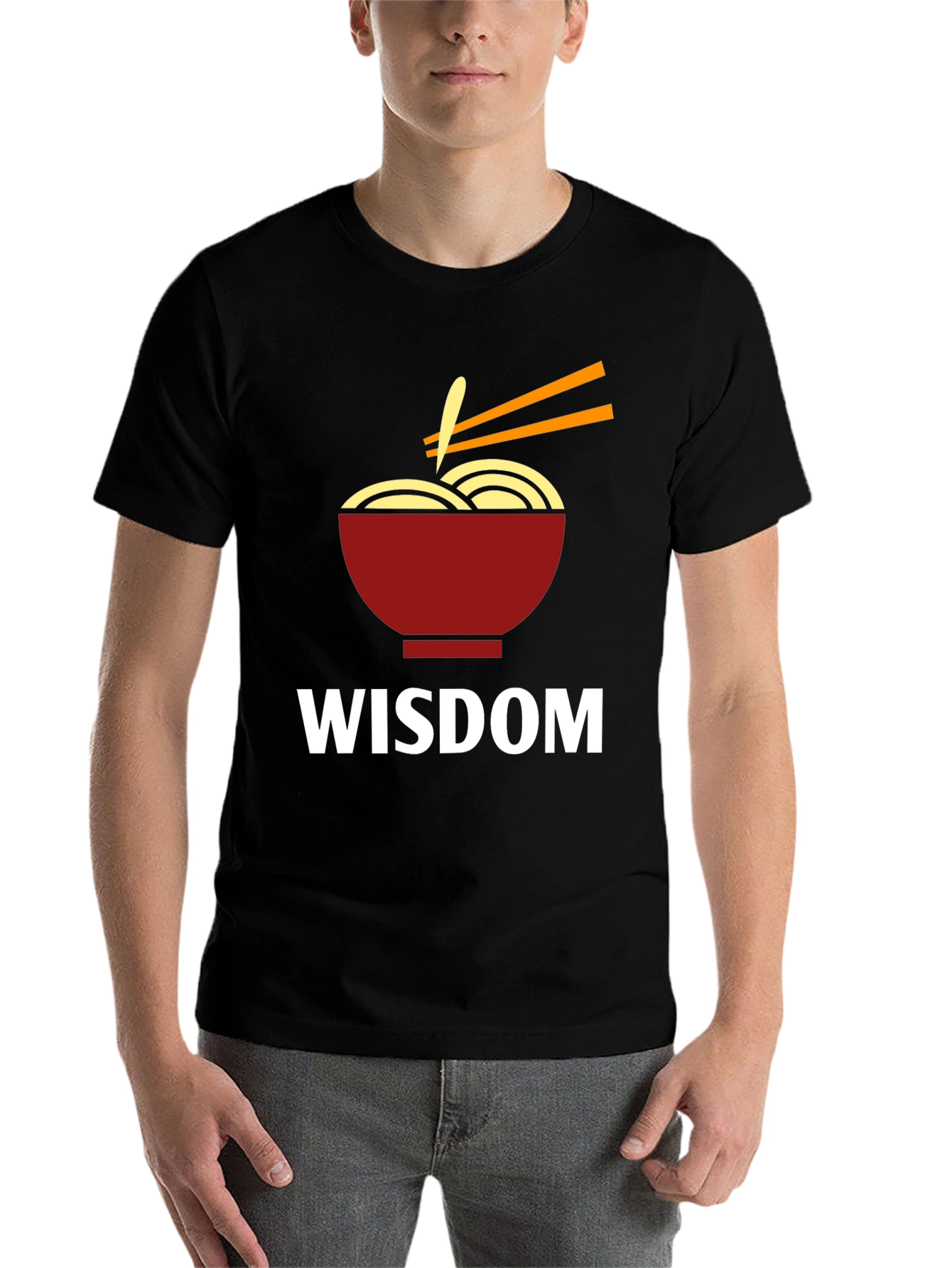 Black Wisdom Ramen Bowl Graphic T-Shirt view 7