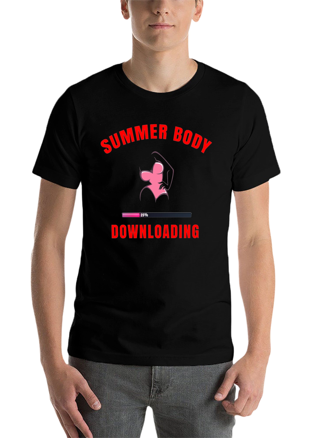 Black Summer Body Loading Graphic T-Shirt view 7