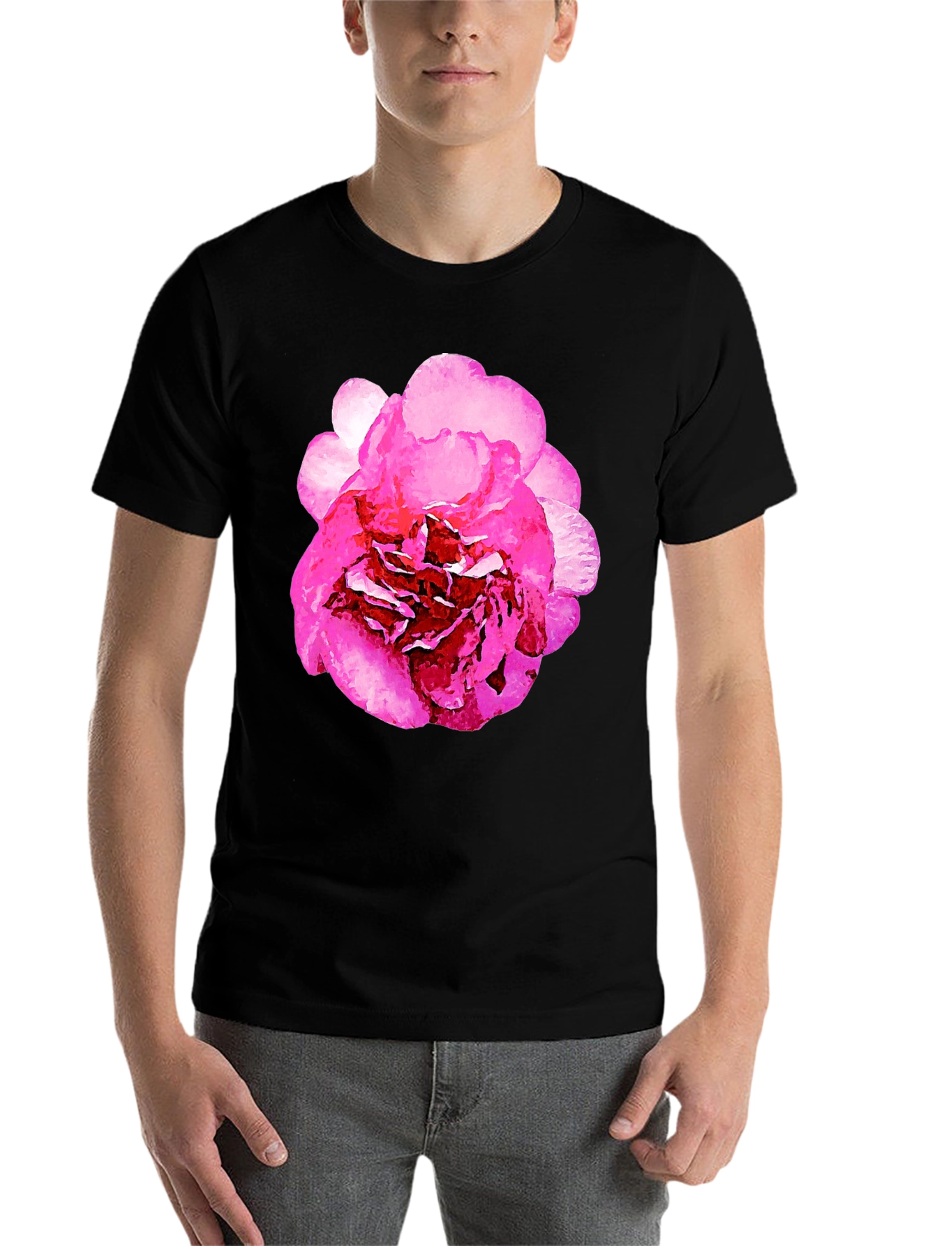 Black Floral Print Black T-Shirt view 7