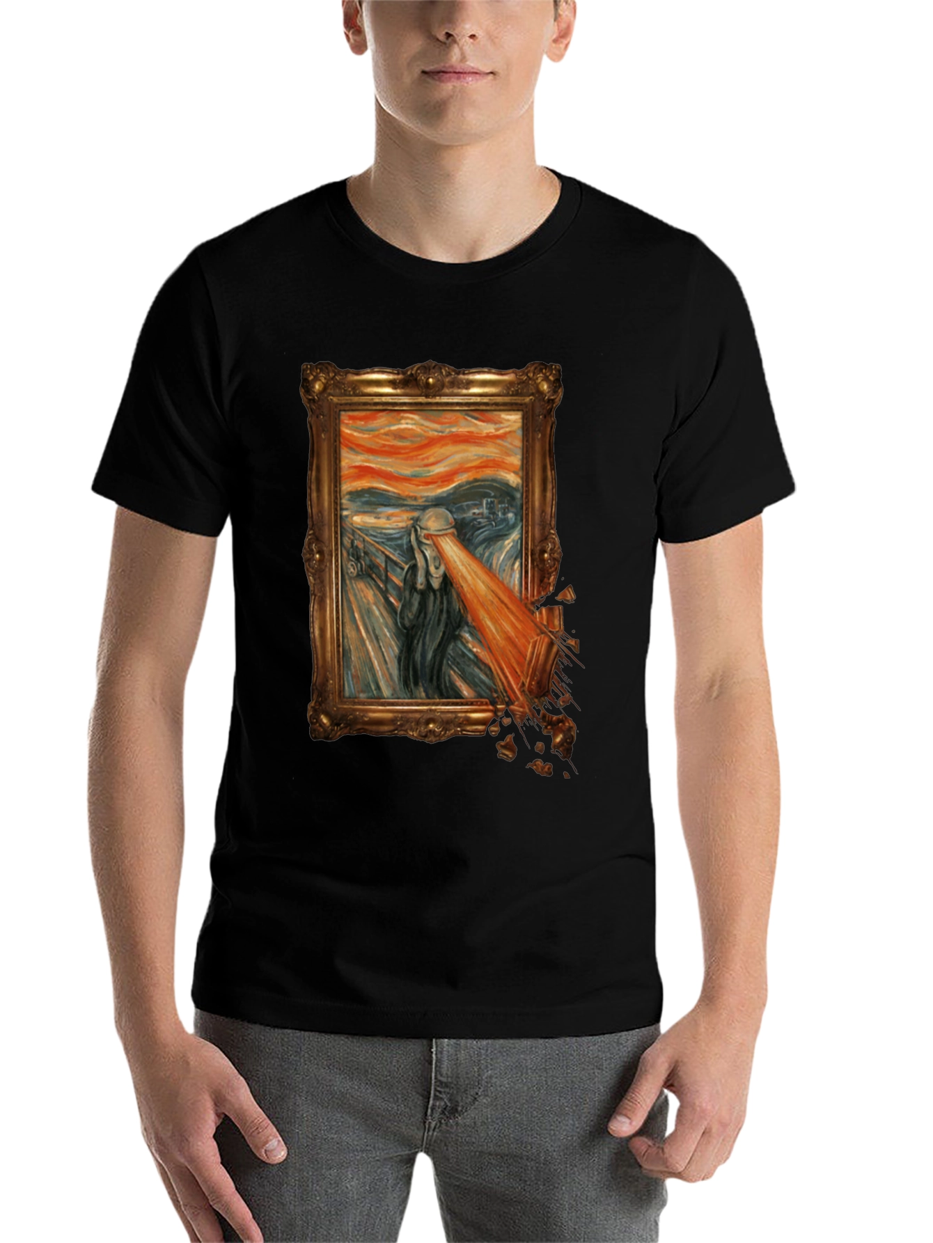 Black The Scream Parody Graphic Tee - Unique Art T-Shirt view 7