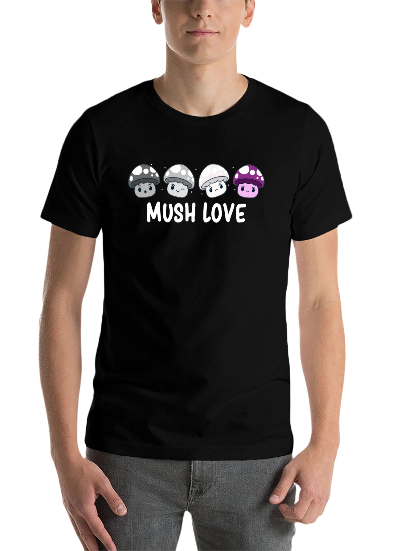 Black Mushroom Love Graphic T-Shirt view 7
