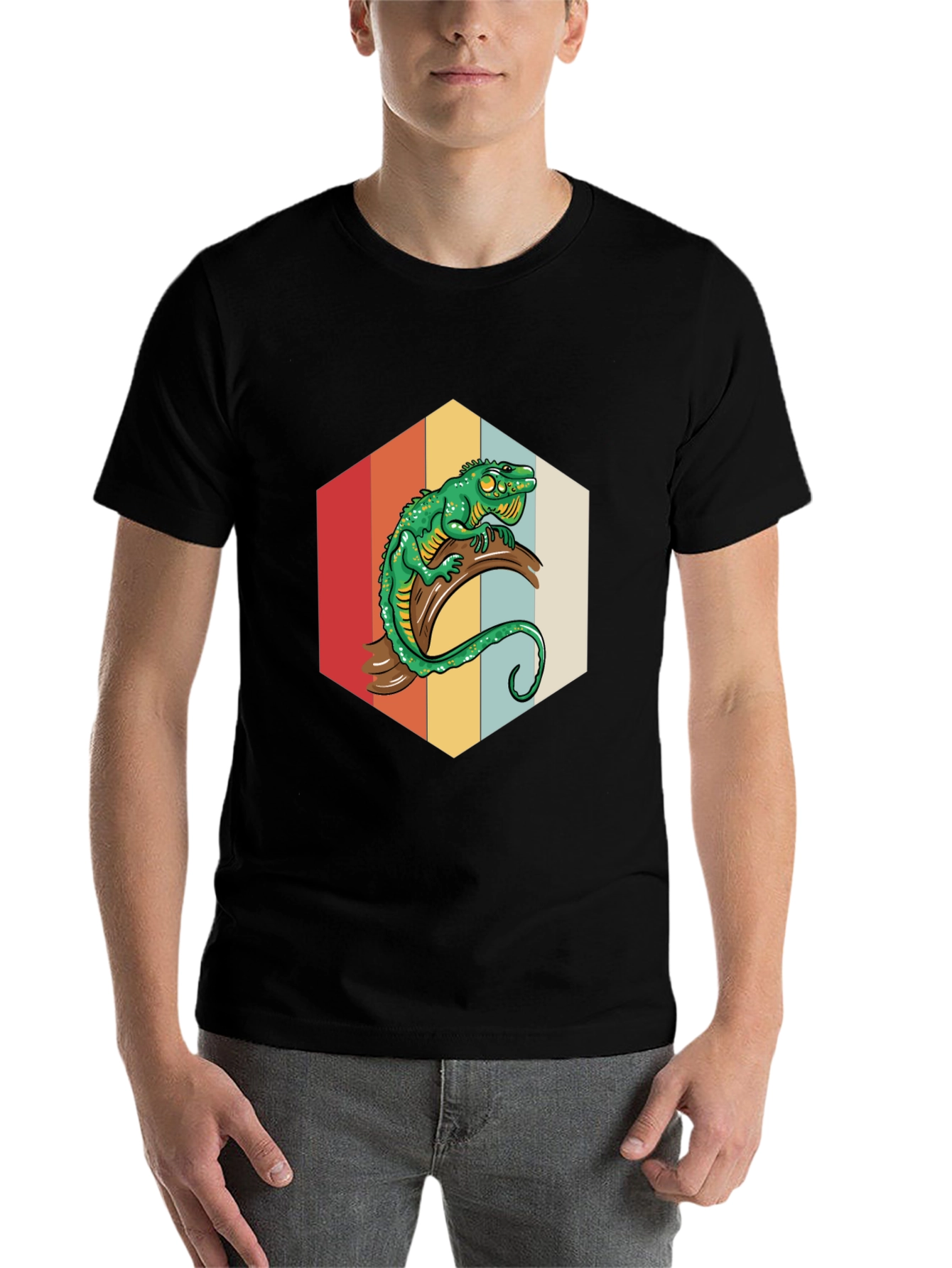 Black Retro Lizard Graphic Tee - Cool Reptile Design view 7