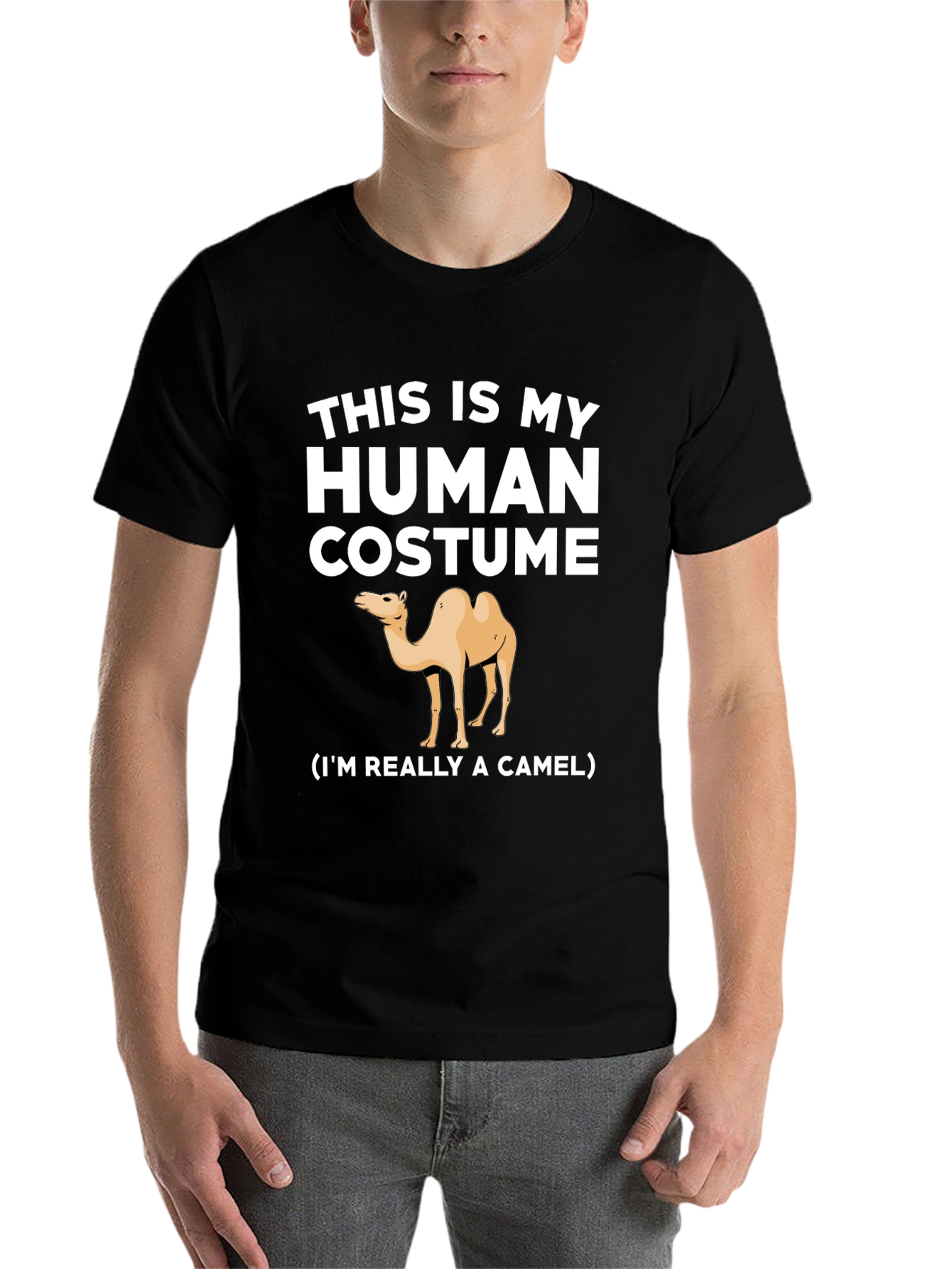 Black Human Costume Camel T-Shirt - Funny Animal Tee view 7