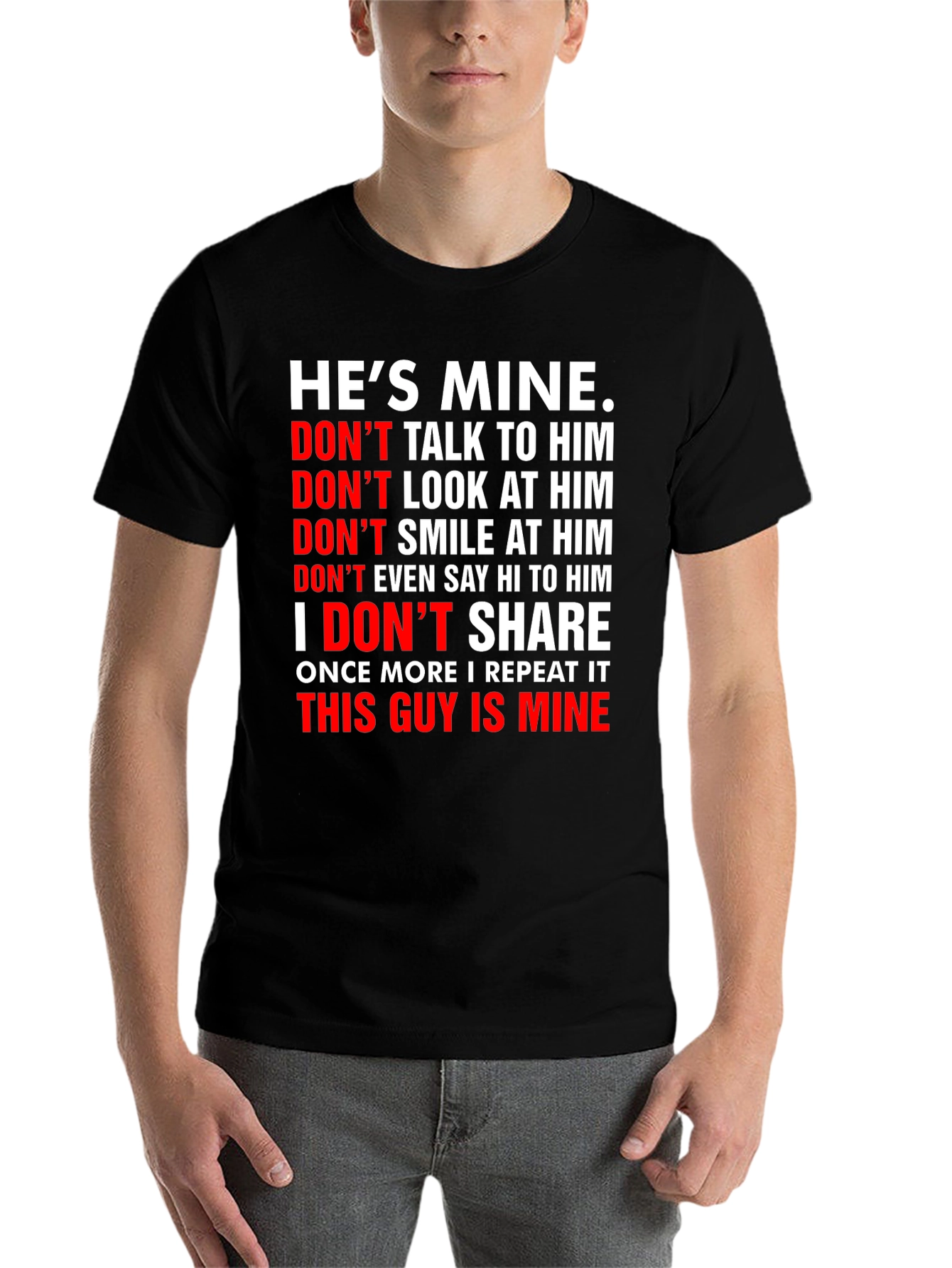Black He's Mine Graphic Tee - Possessive Novelty T-Shirt view 7