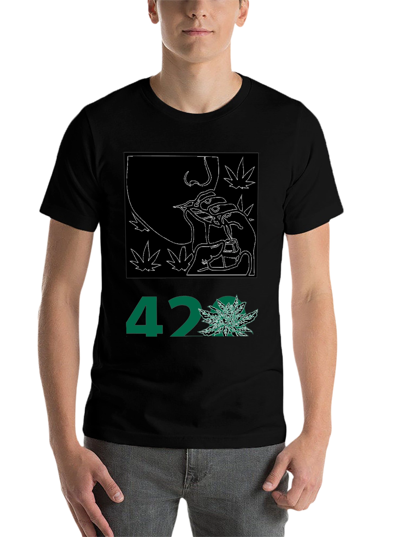 Black 420 Graphic Print Tee - Black view 7