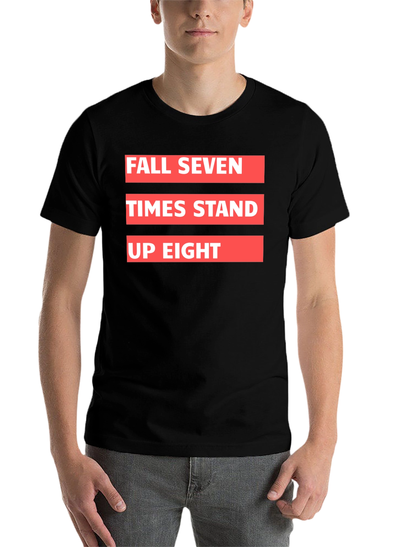 Black Fall Seven Times Stand Up Eight Graphic Tee view 7
