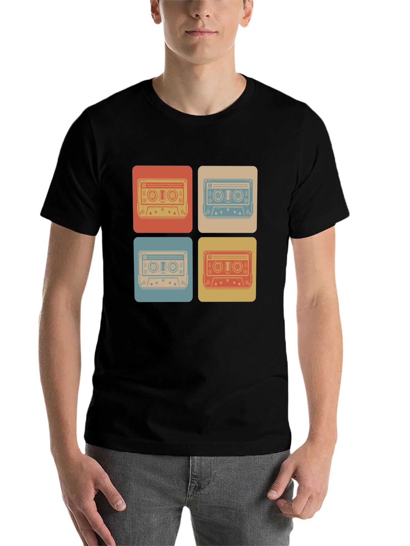 Black Retro Cassette Tape T-Shirt - Vintage Music Lover Tee view 7