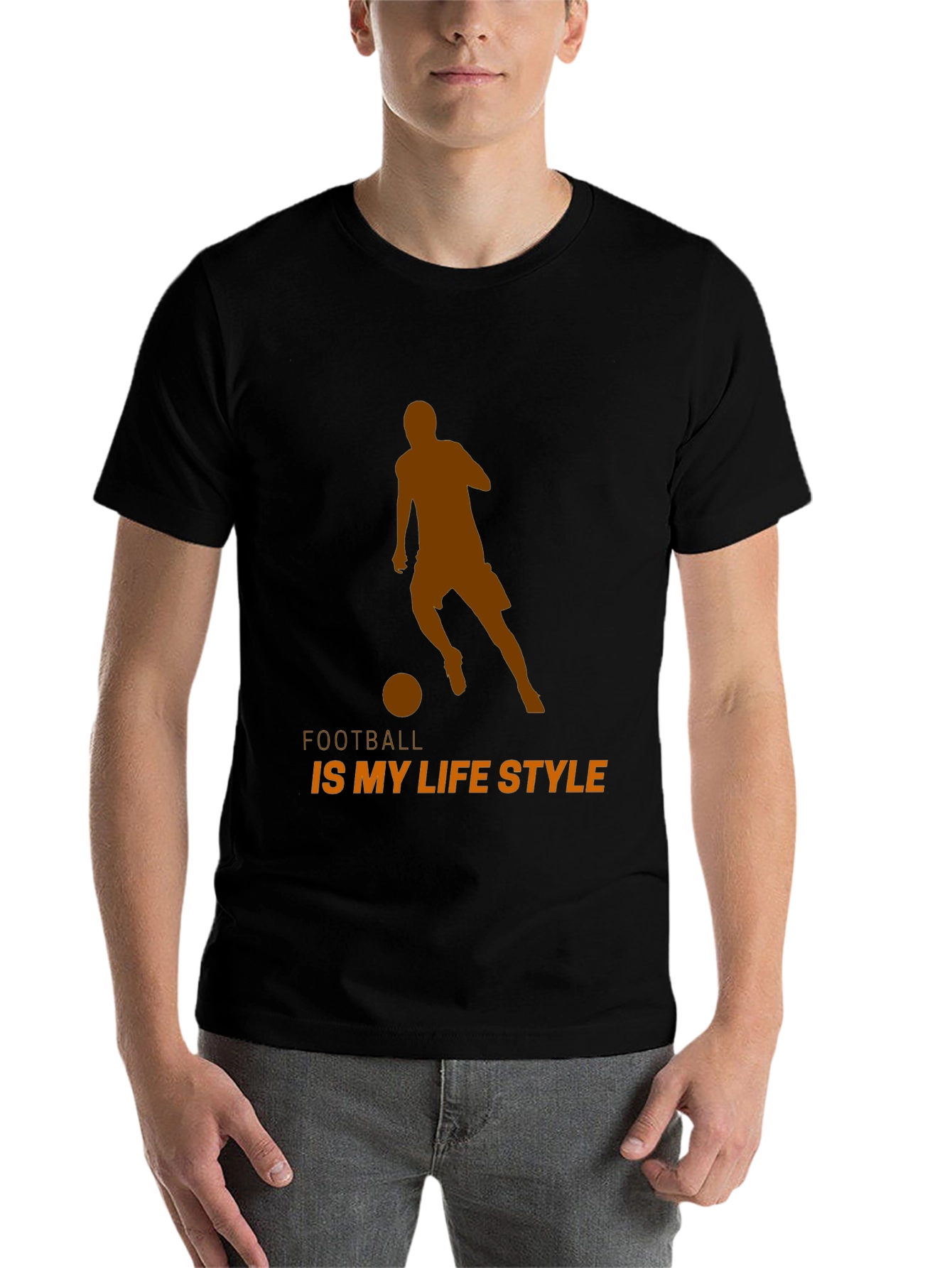 Black Football is My Lifestyle T-Shirt - Black Cotton Tee view 7