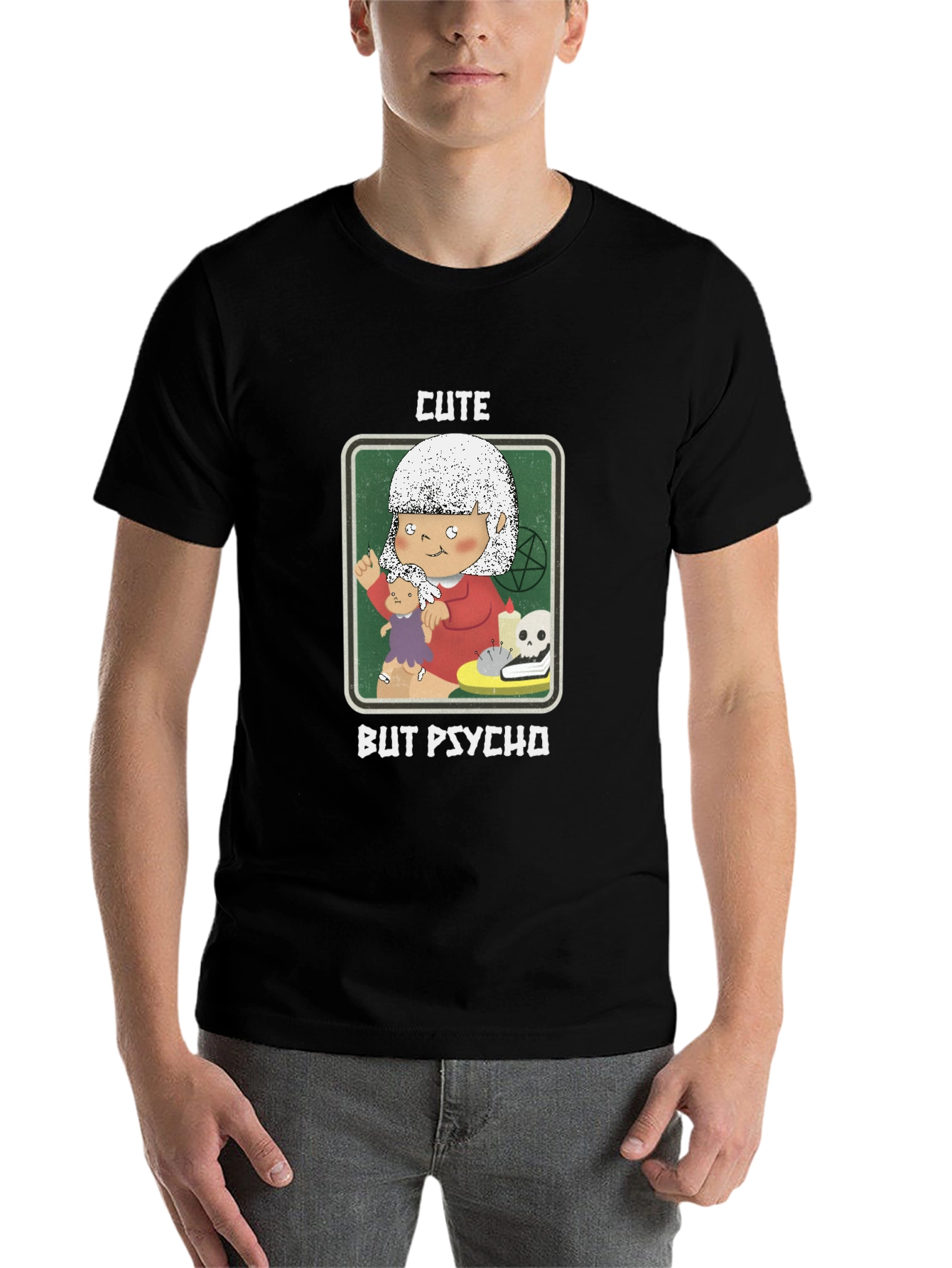 Black Cute But Psycho T-Shirt - Unique Graphic Tee view 7