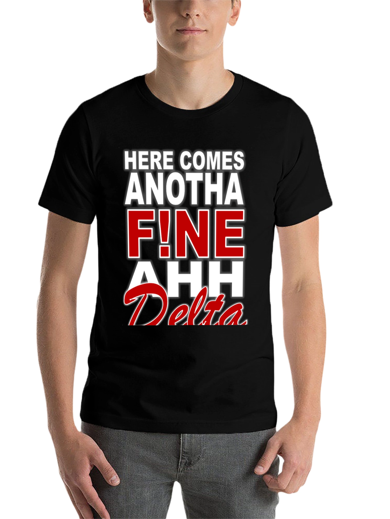 Black Here Comes Anotha F!ne Ahh Delta T-Shirt view 7