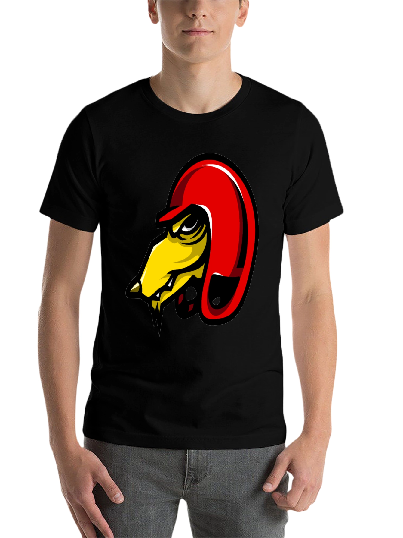 Black Men's Black Graphic Tee - Angry Bird Design view 7