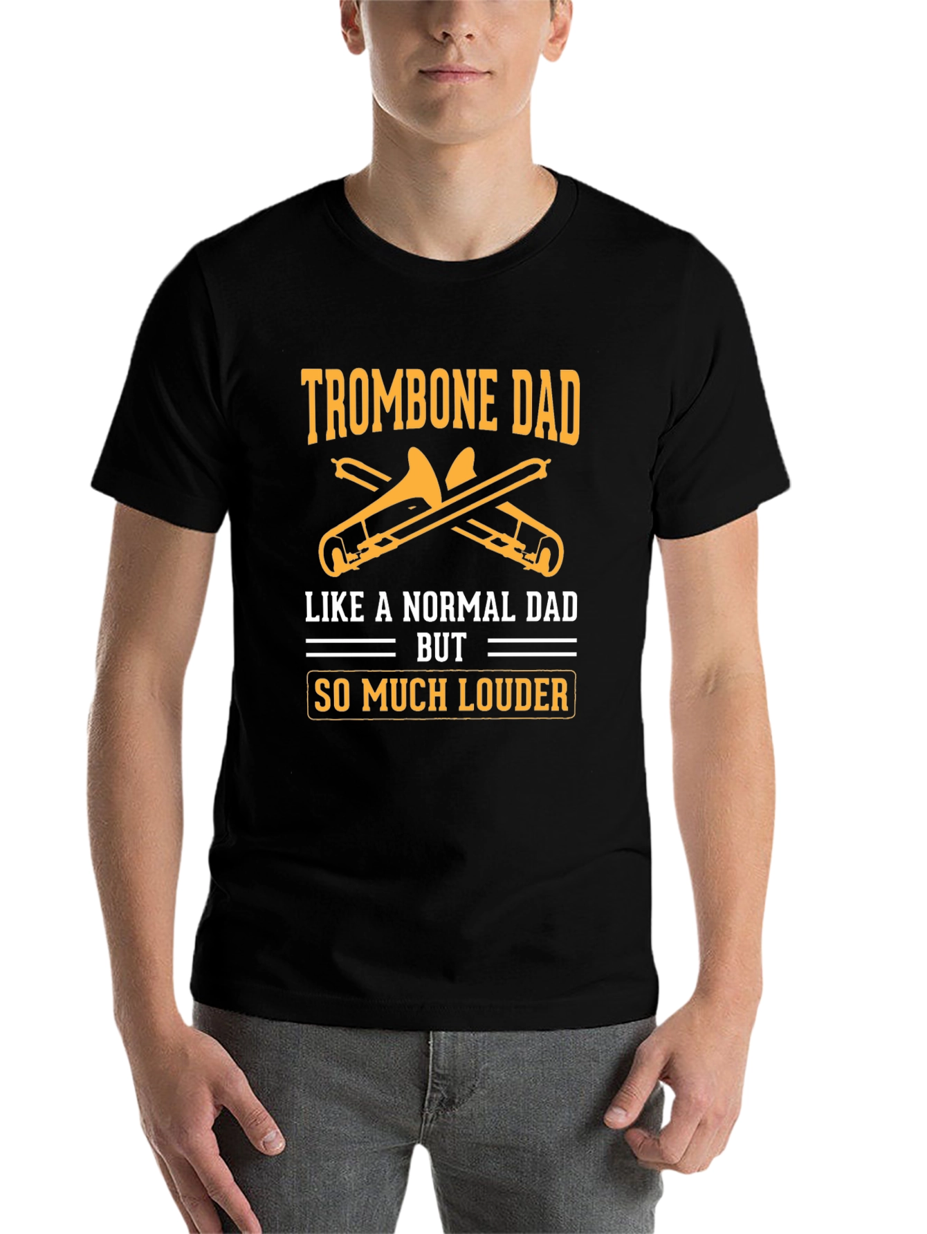 Black Trombone Dad T-Shirt - Louder Than Normal Dad! view 7