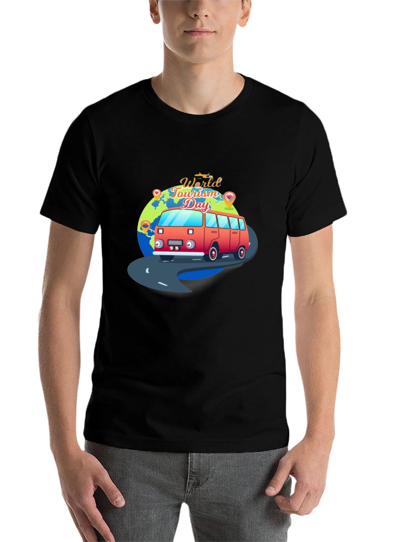 Black World Tourism Day Graphic T-Shirt view 7