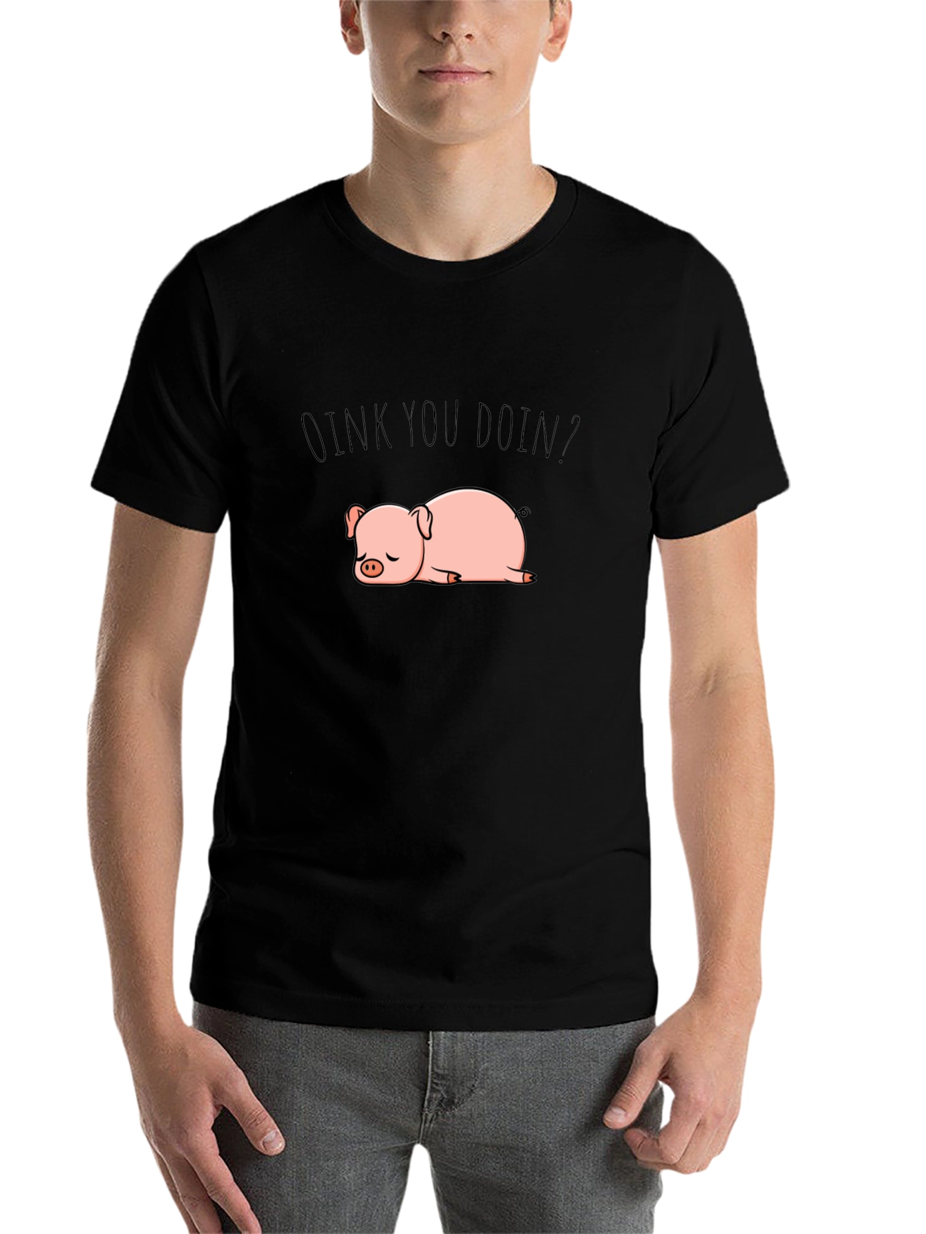 Black OINK YOU DOIN? Pig Graphic Tee - Relaxed Fit view 7