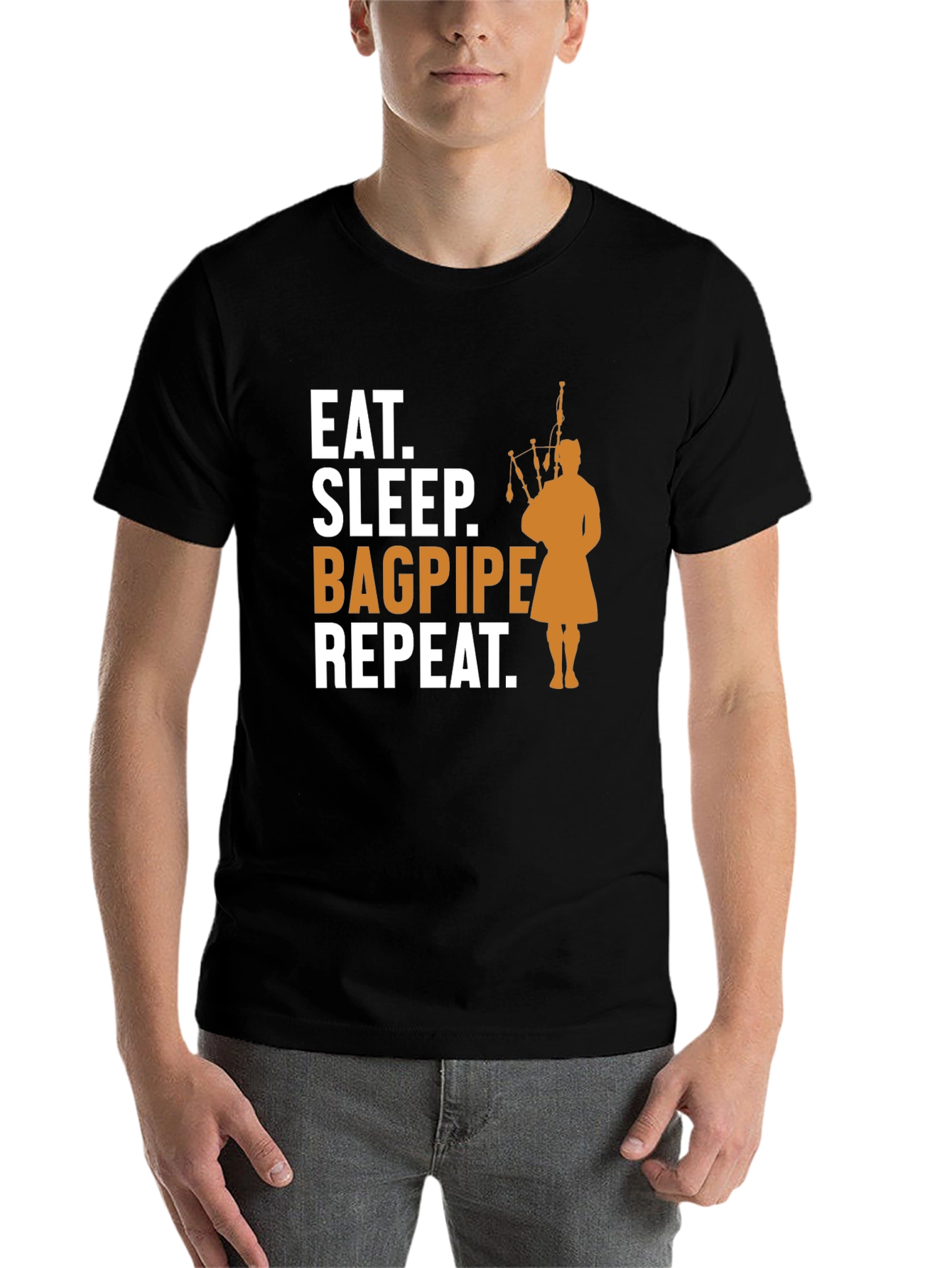 Black Eat, Sleep, Bagpipe, Repeat T-Shirt - Black view 7