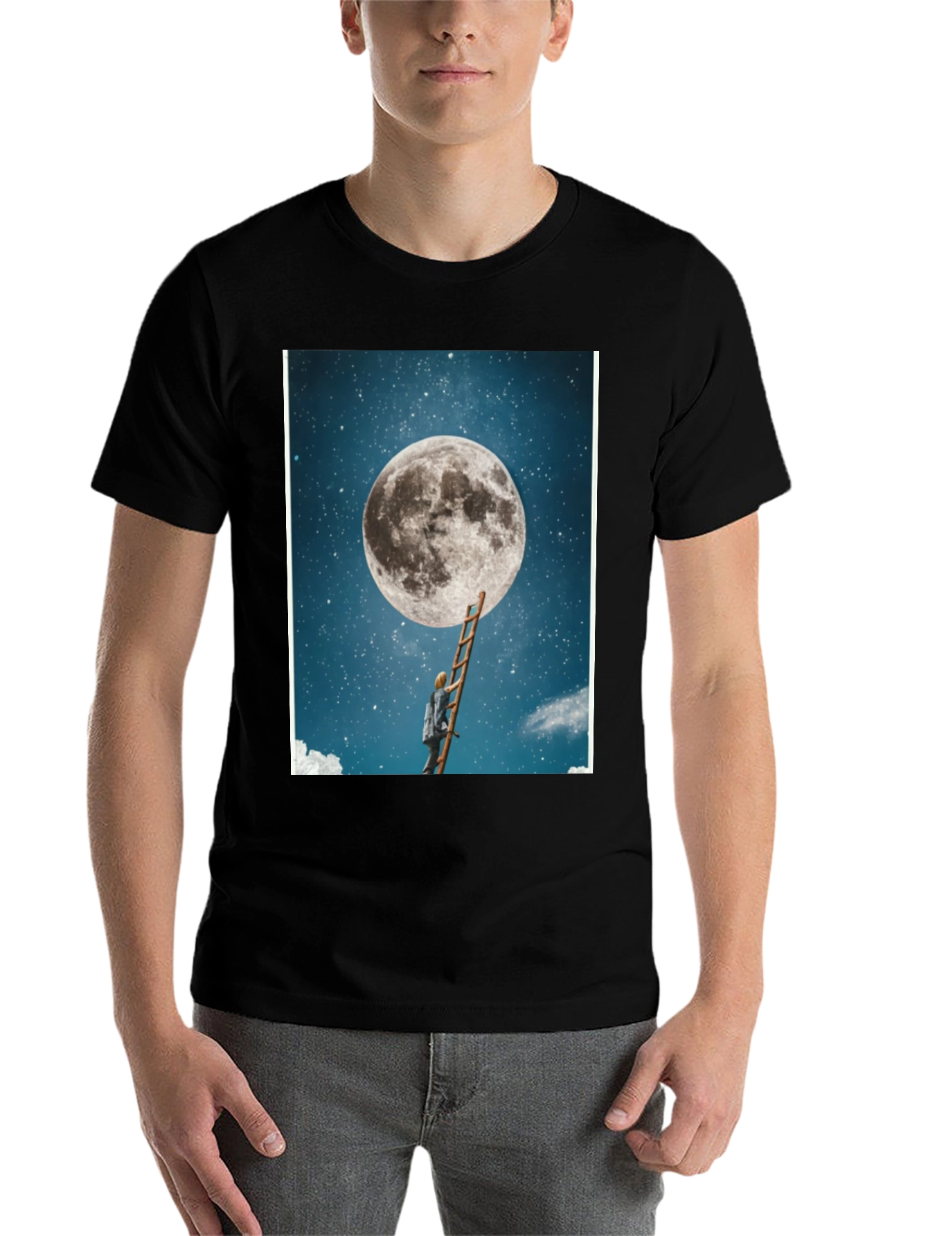Black Moon Ladder Graphic T-Shirt - Black view 7