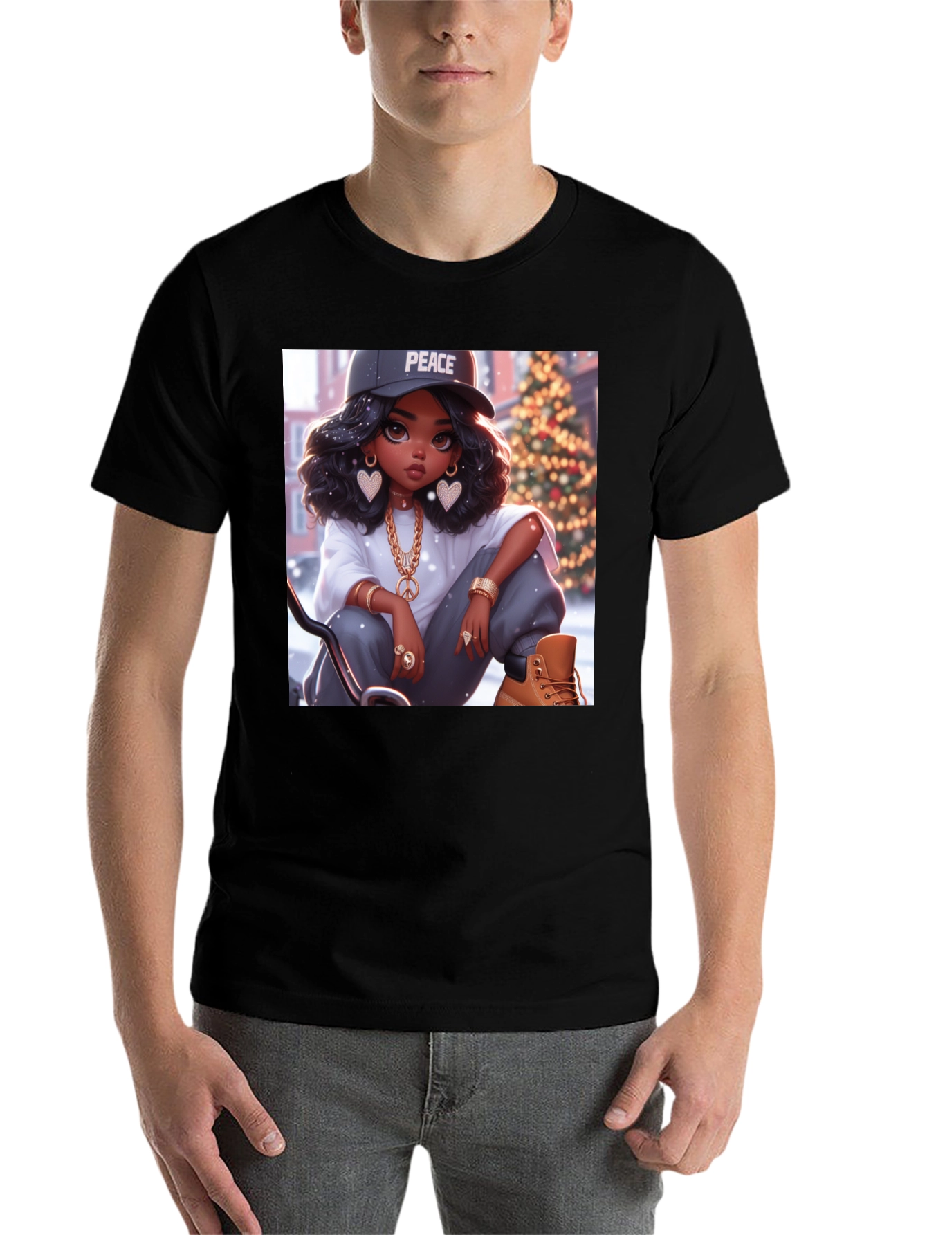 Black Peace Girl Black T-Shirt view 7