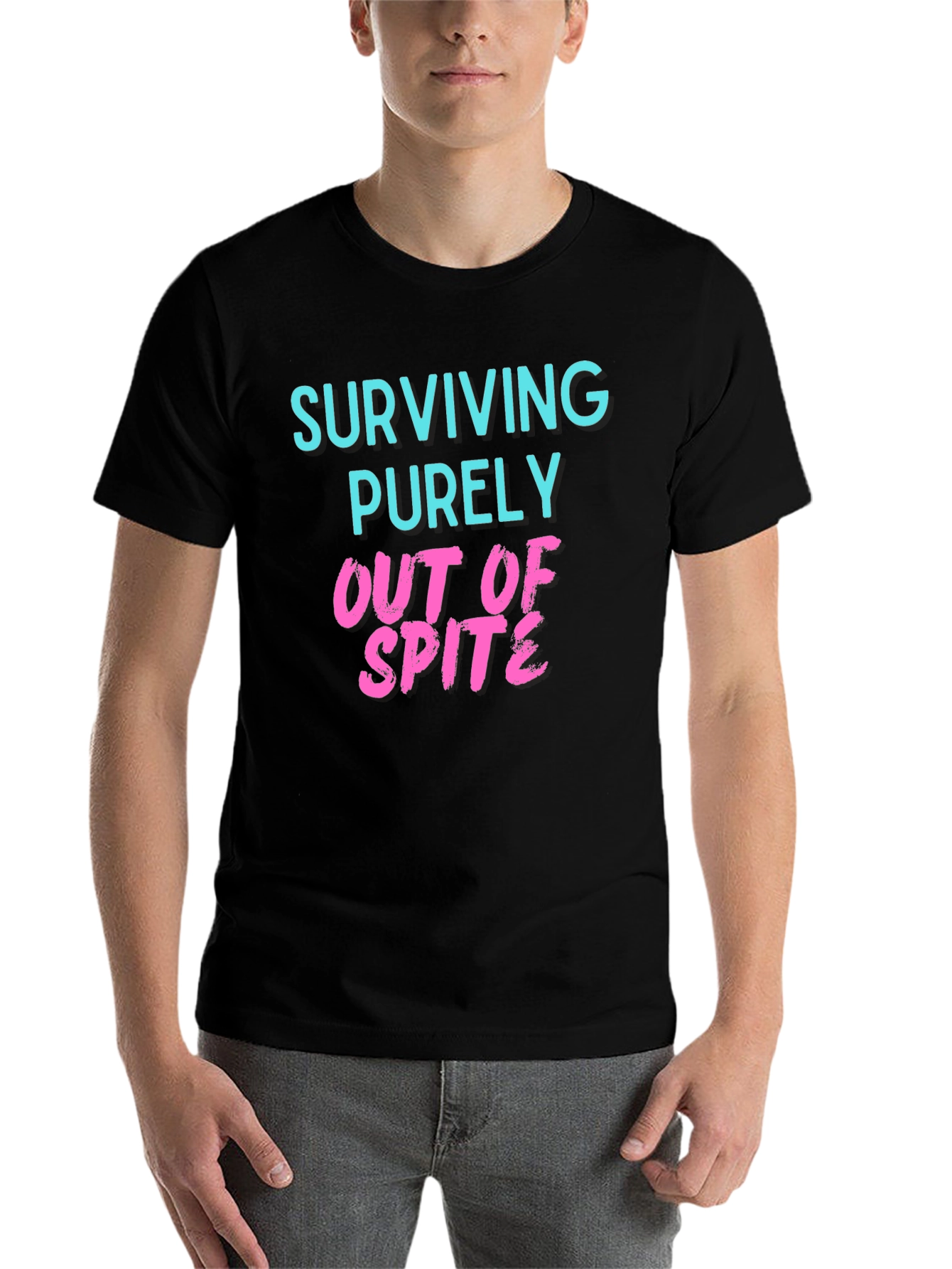 Black Surviving Out of Spite Graphic Tee - Black view 7