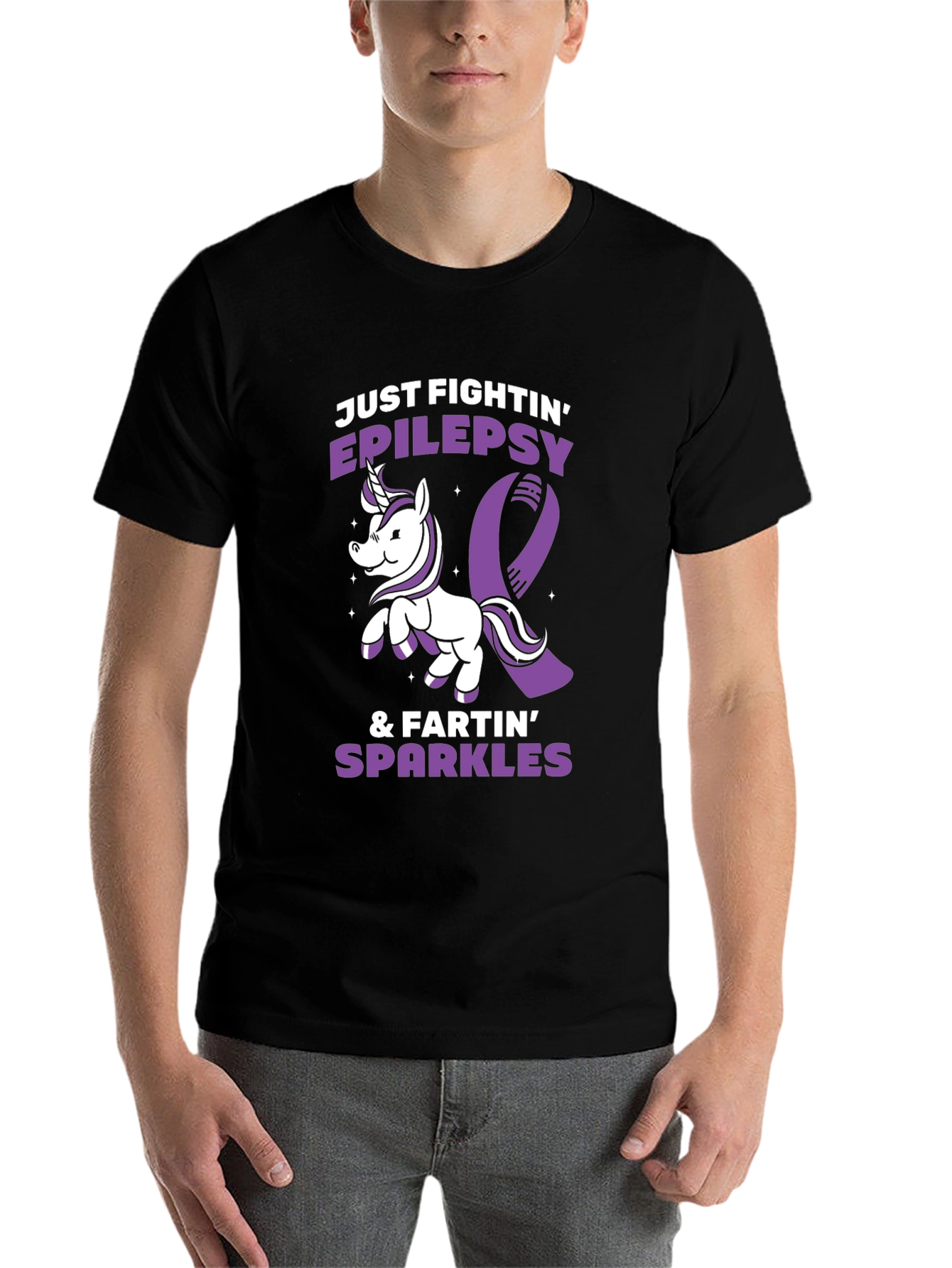 Black Epilepsy Awareness T-Shirt Unicorn Fighting Sparkles  view 7