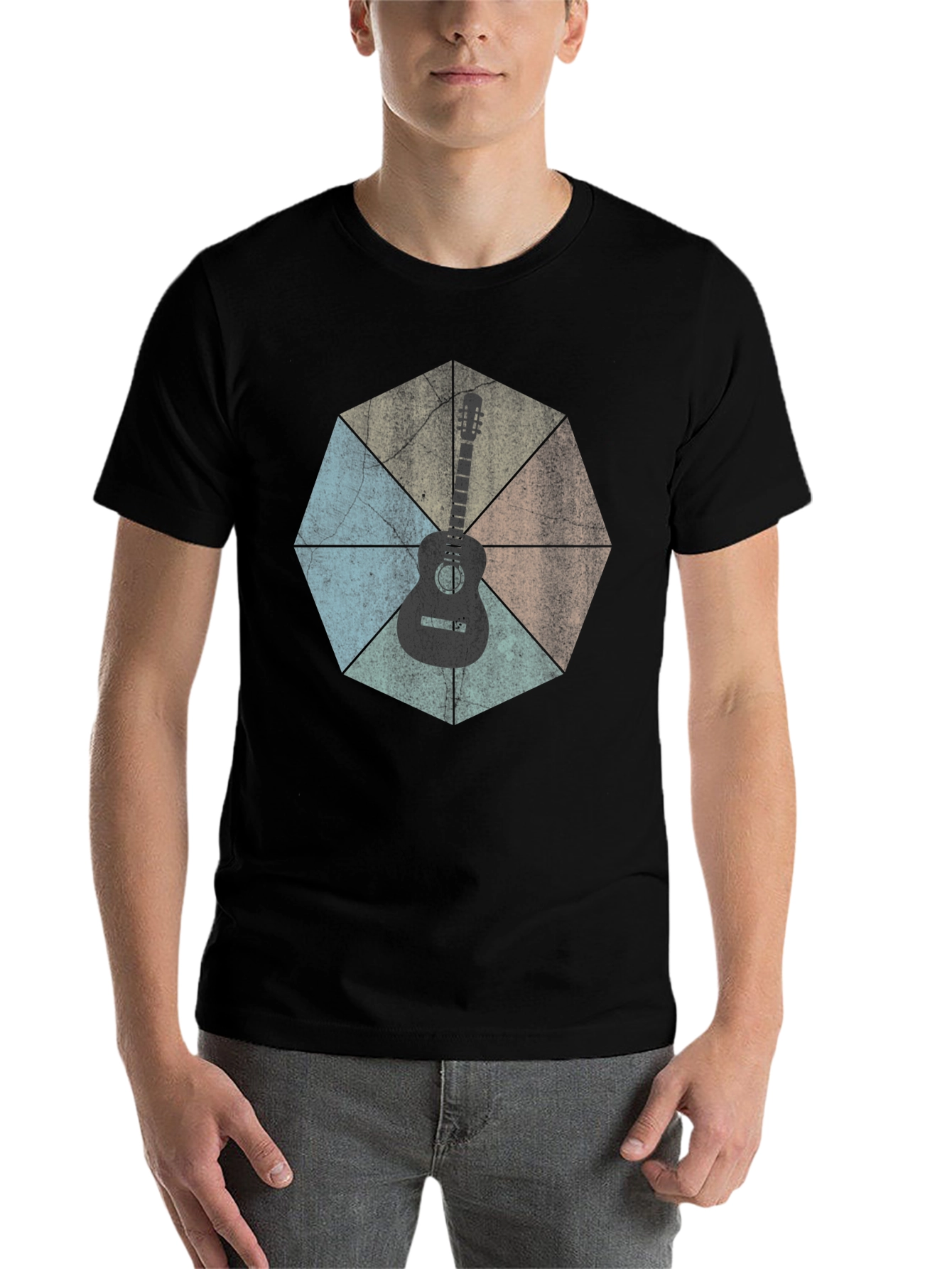Black Guitar Graphic Tee - Retro Style view 7