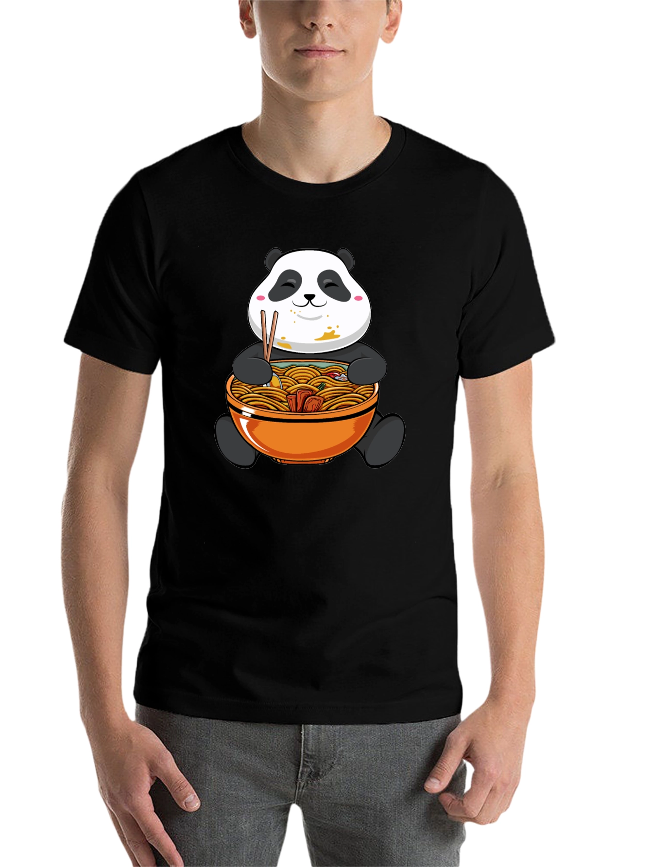 Black Panda Ramen Graphic Tee - Black Cotton Comfort view 7