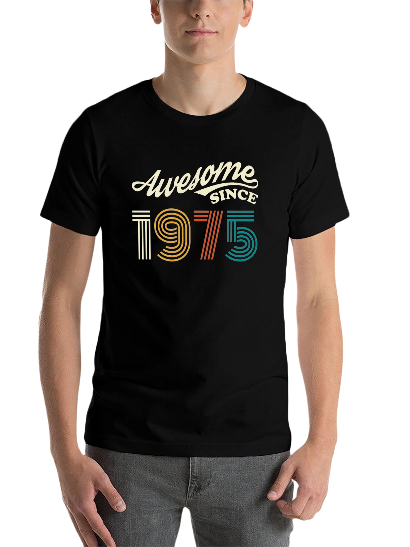 Black Awesome Since 1975 Birthday T-Shirt view 7