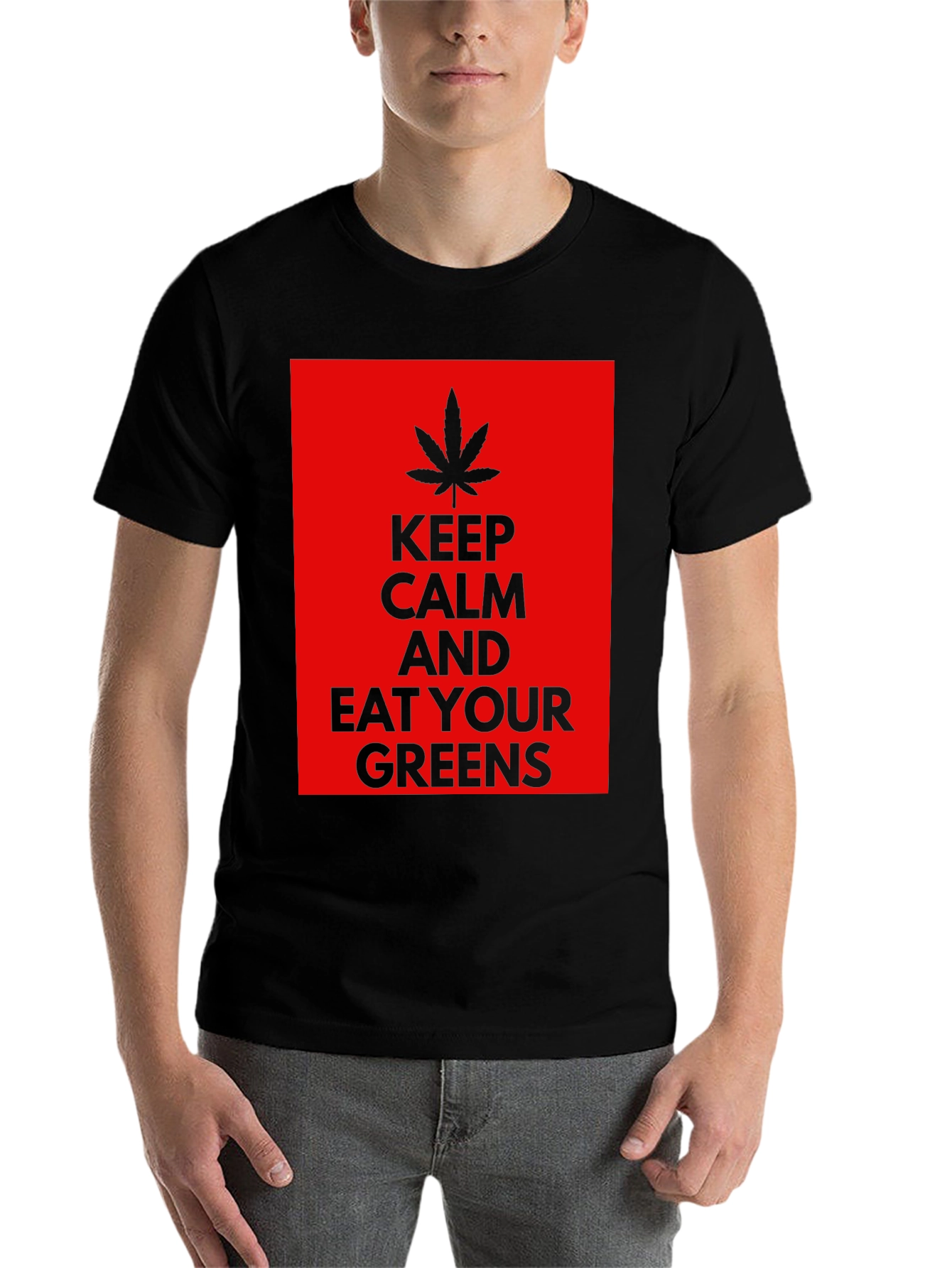Black Keep Calm Eat Your Greens T-Shirt view 7