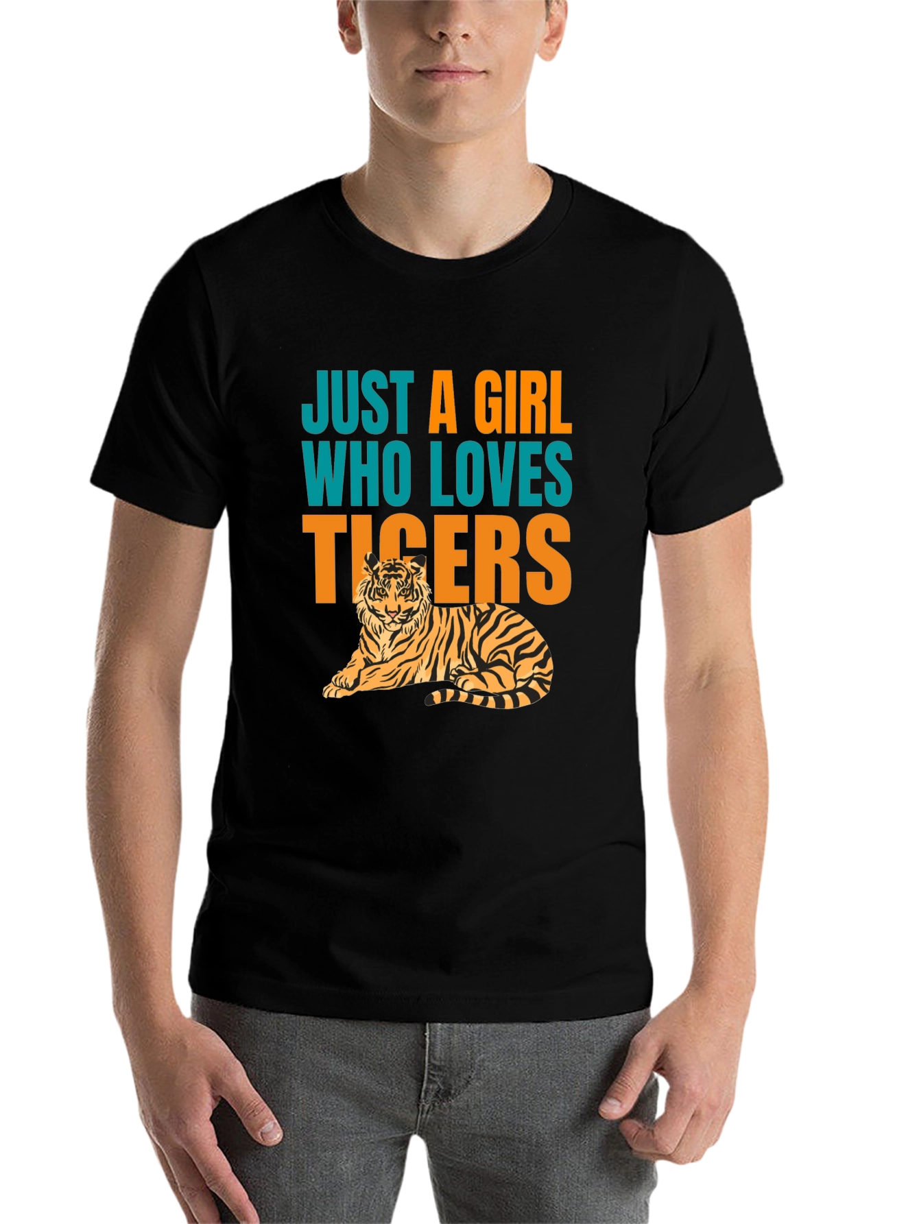 Black Just A Girl Who Loves Tigers T-Shirt view 7