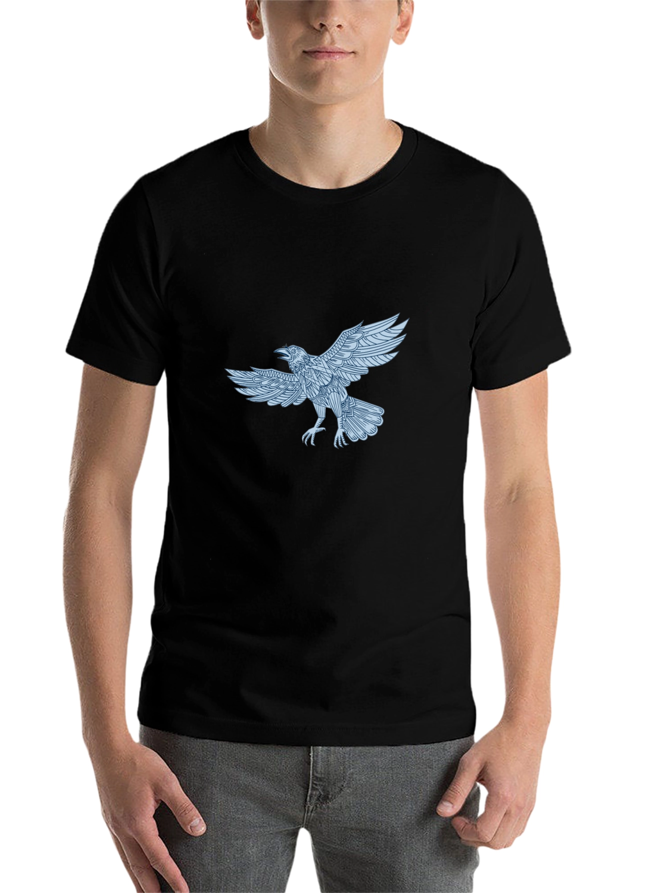 Black Raven Graphic Print Black T-Shirt view 7