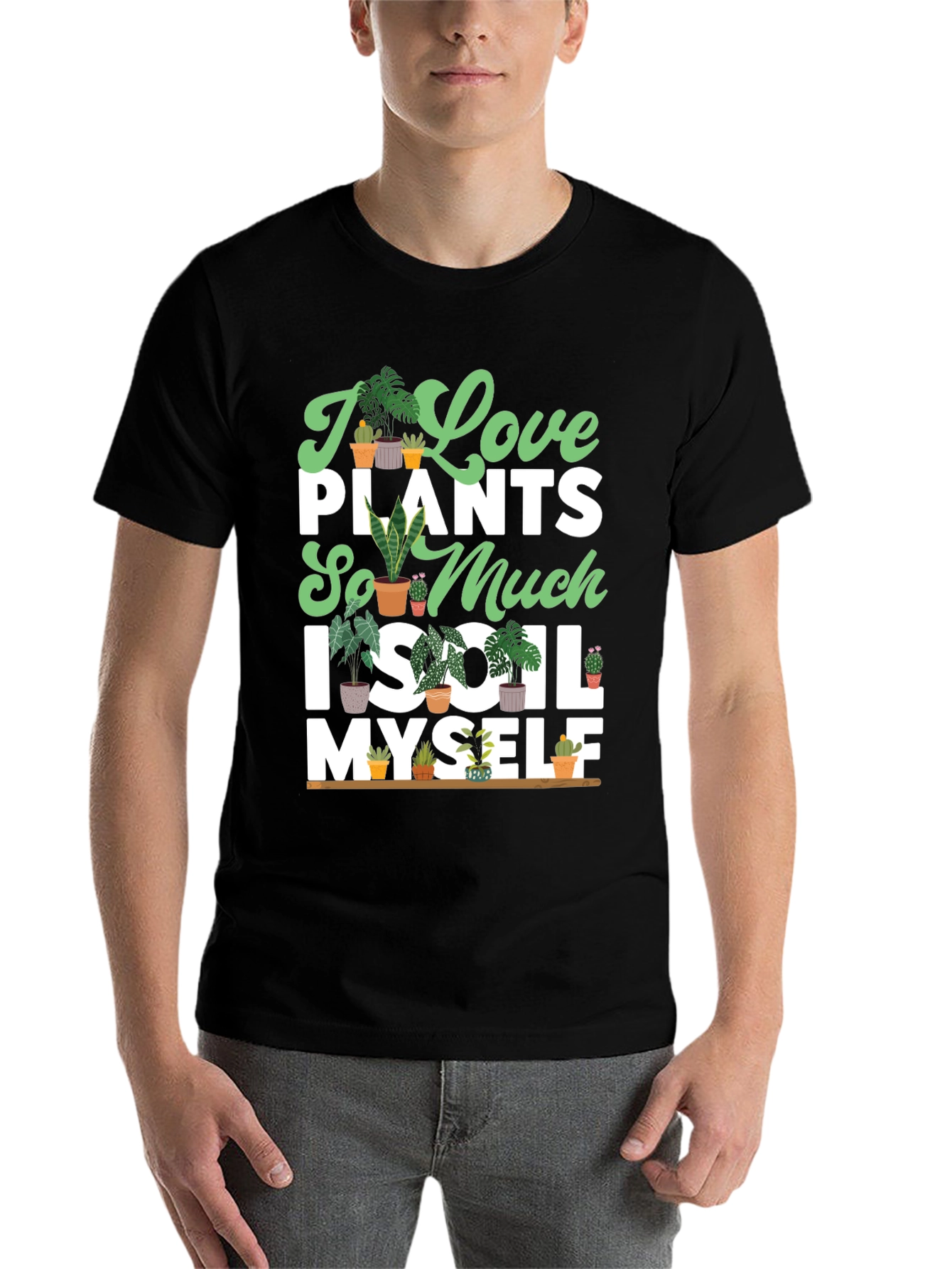 Black I Love Plants T-Shirt view 7