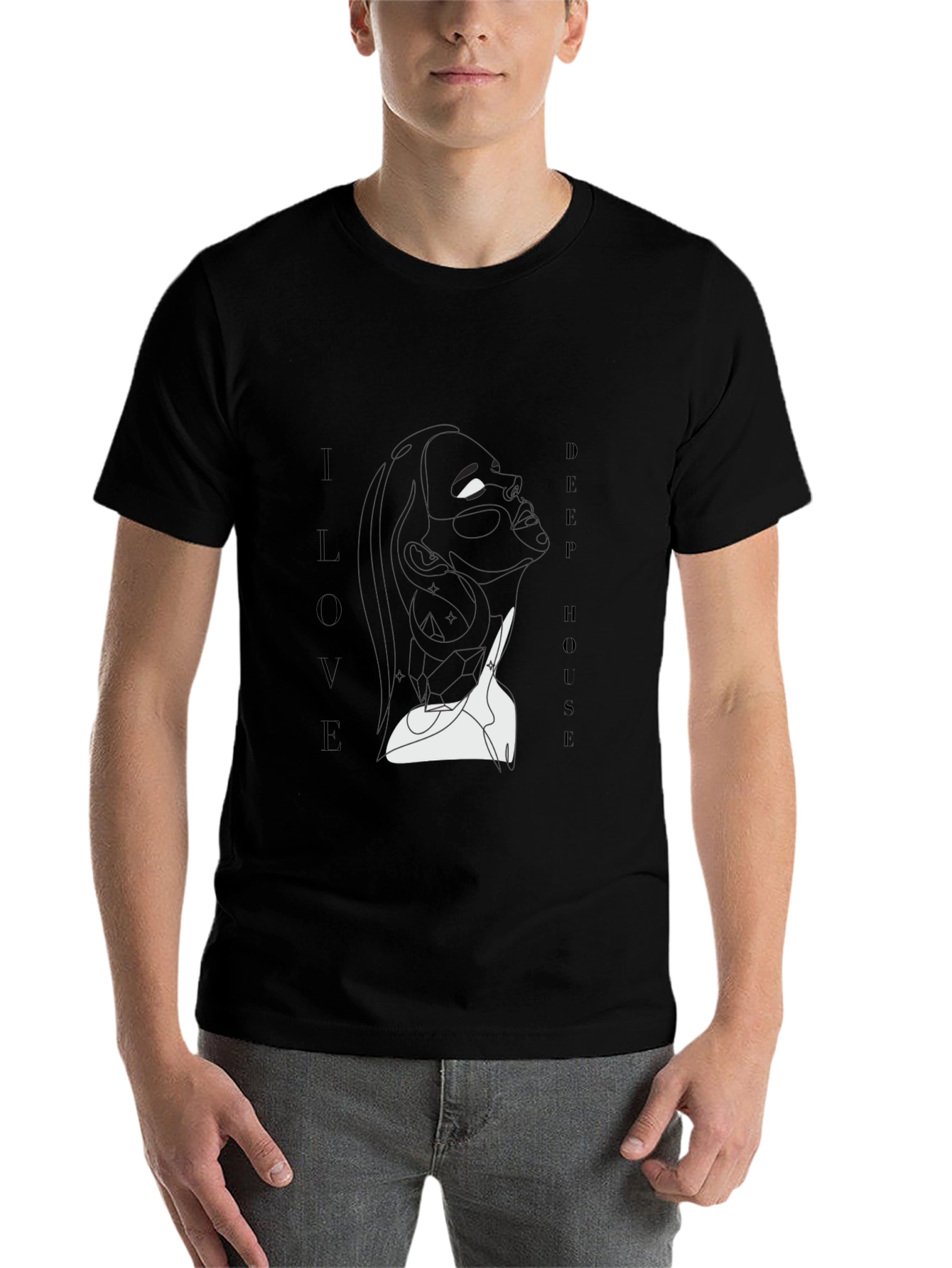 Black I Love Deep House Black Graphic Tee view 7