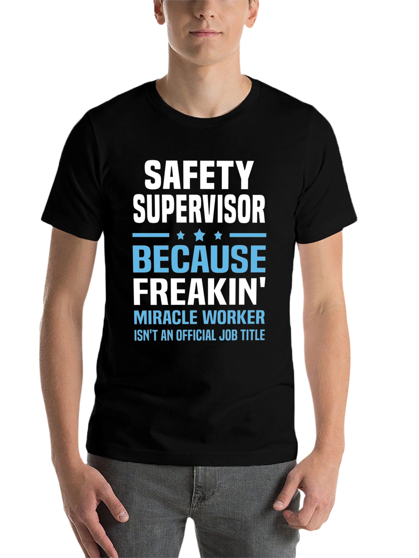 Black Safety Supervisor Funny Graphic T-Shirt view 7