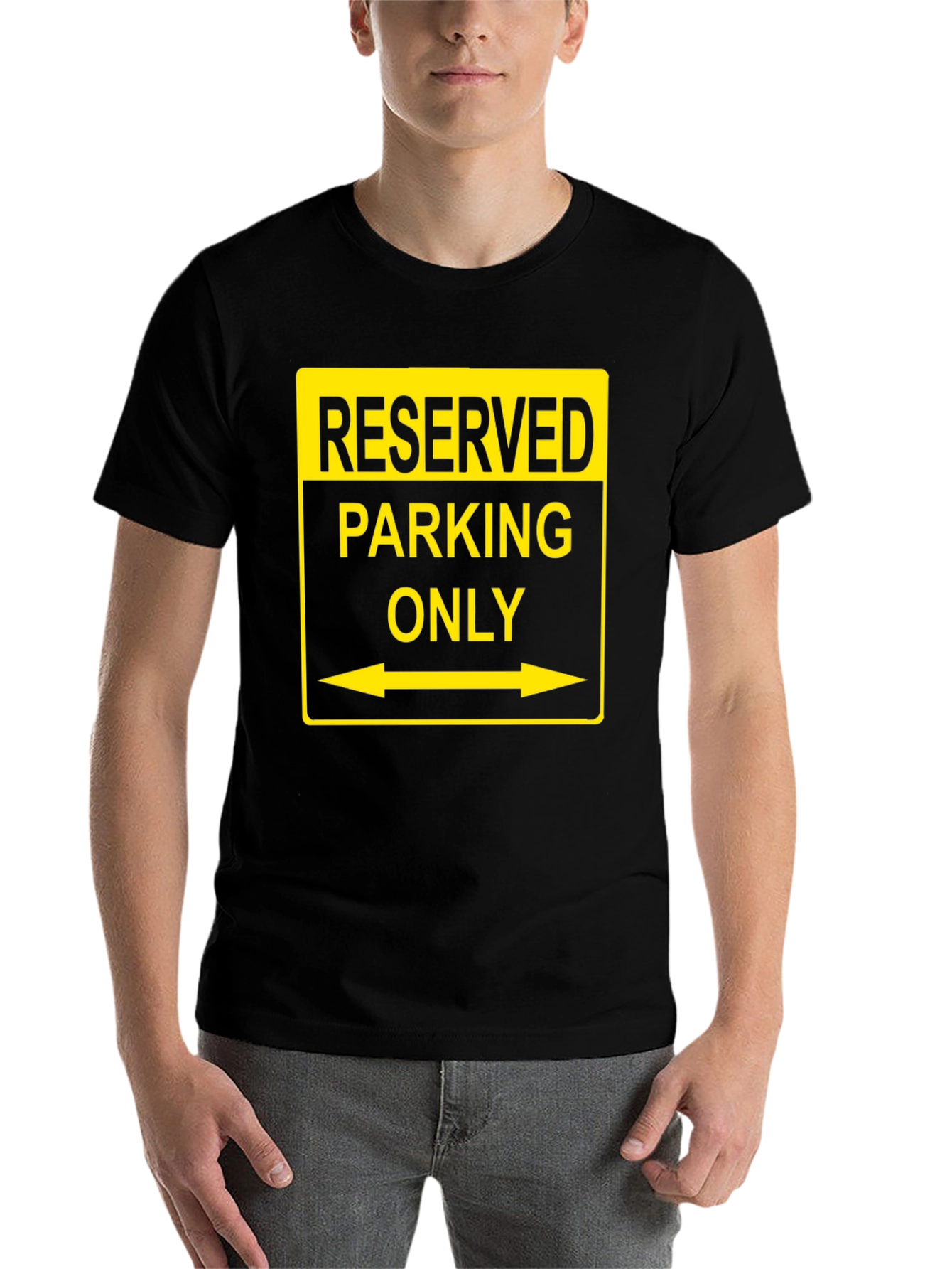 Black Reserved Parking Only T-Shirt - Novelty Humor Tee view 7