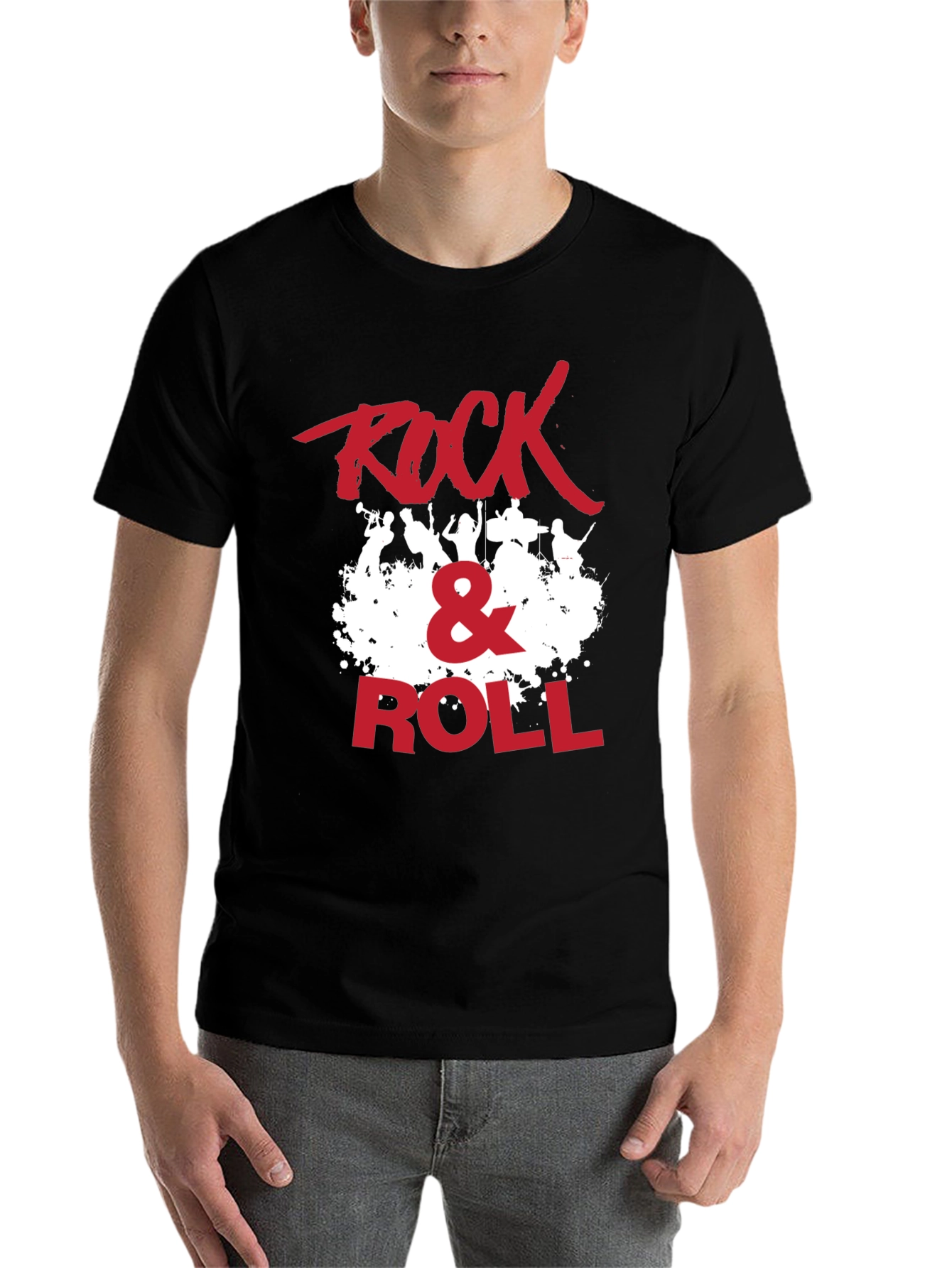 Black Rock & Roll Graphic Print Crew Neck T-Shirt view 7
