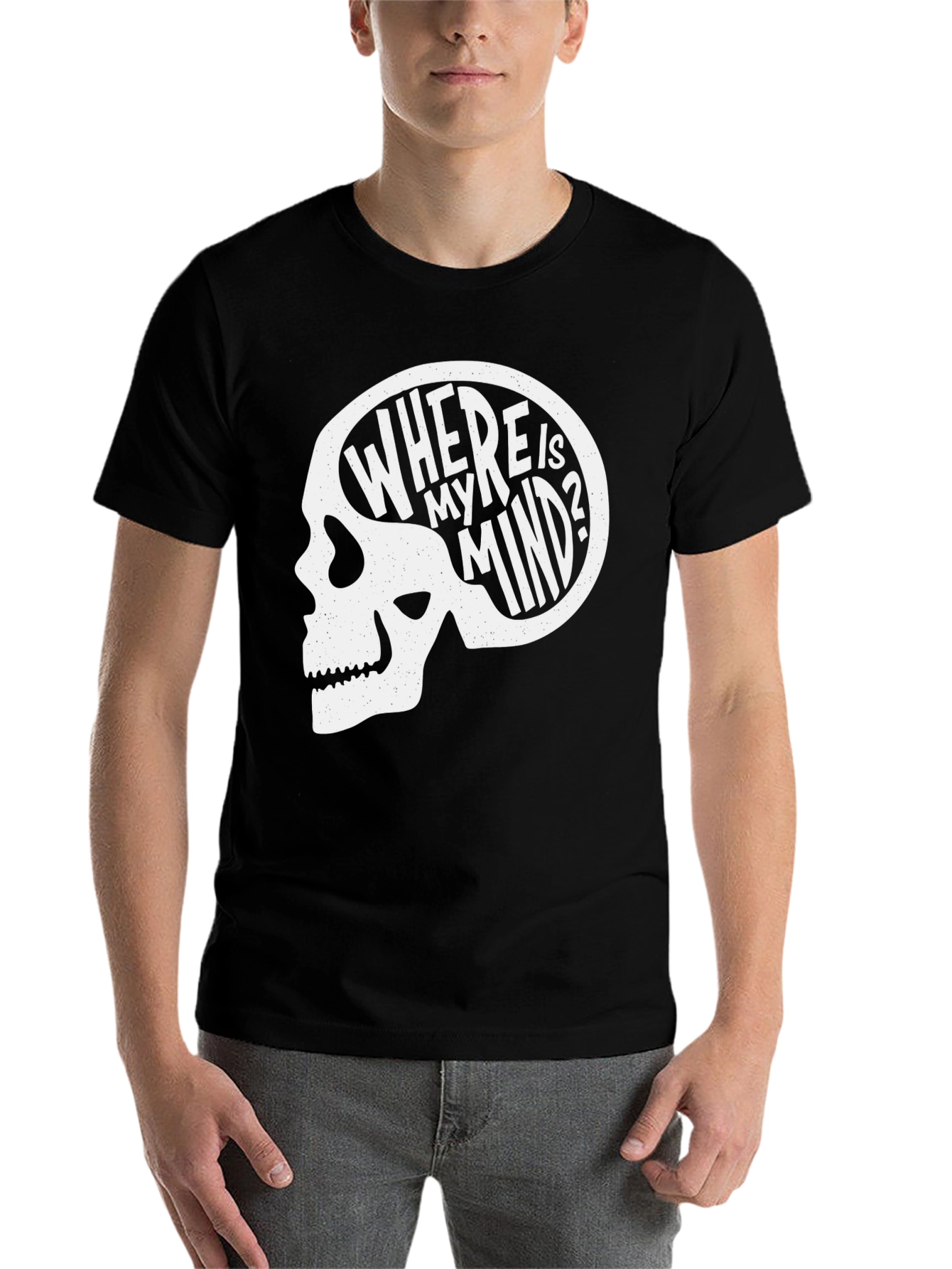 Black Where Is My Mind Skull Graphic Tee - Black view 7