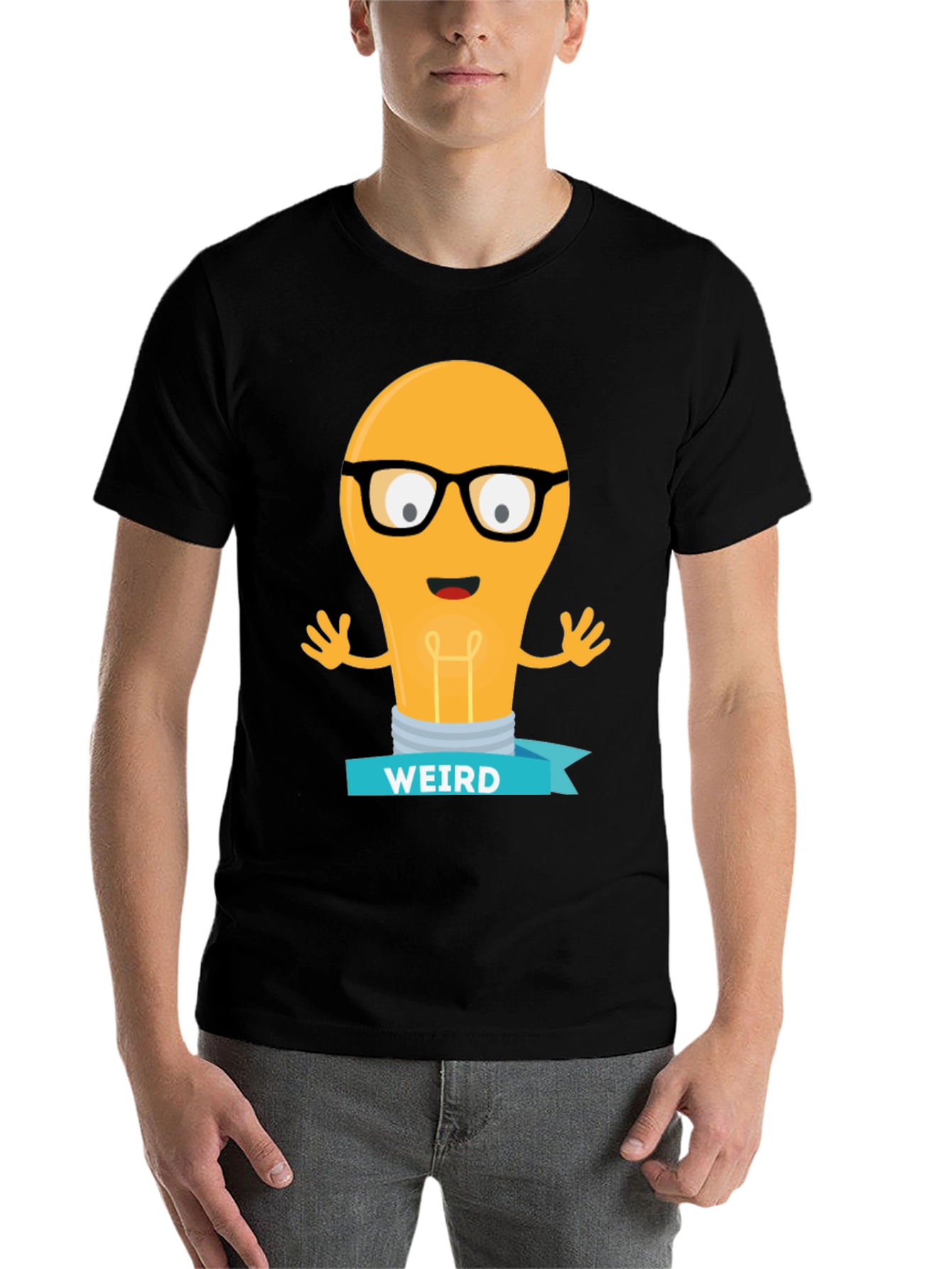 Black Weird Light Bulb Graphic Tee - Black Cotton T-Shirt view 7