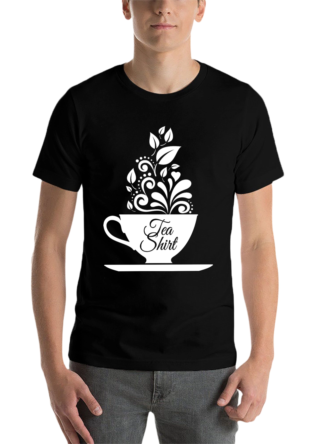 Black Tea Shirt Graphic Tee - Black Cotton Blend view 7