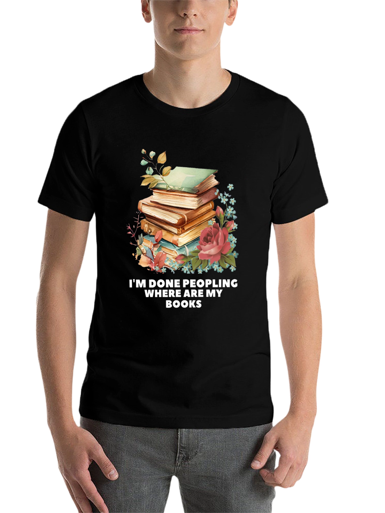 Black I'm Done Peopling Where Are My Books T-Shirt view 7